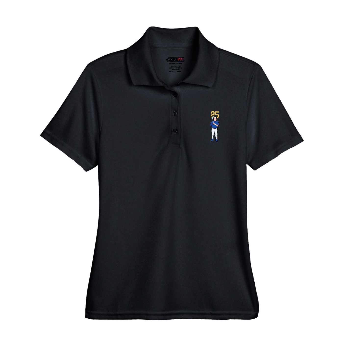 Womens Performance Polo — Number Top in Black