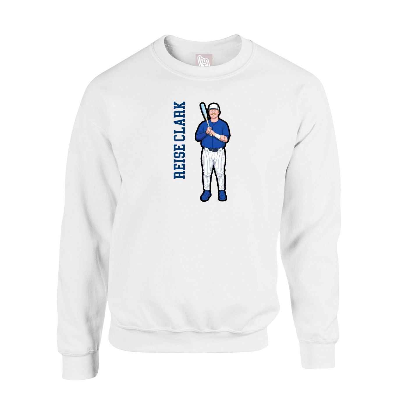 Fleece Crew — Name Vertical in White
