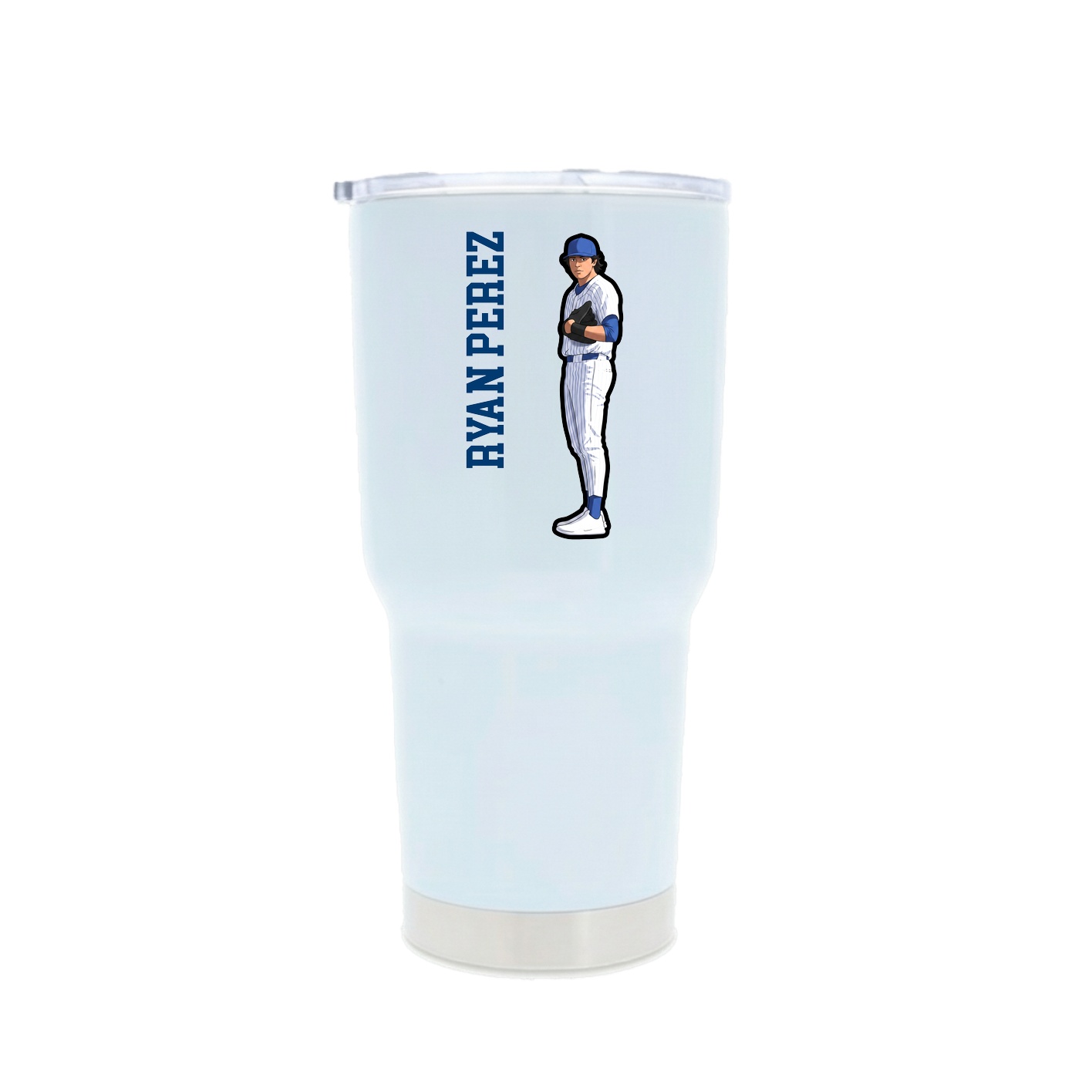 30oz Stainless Steel Tumbler — Name Vertical in White