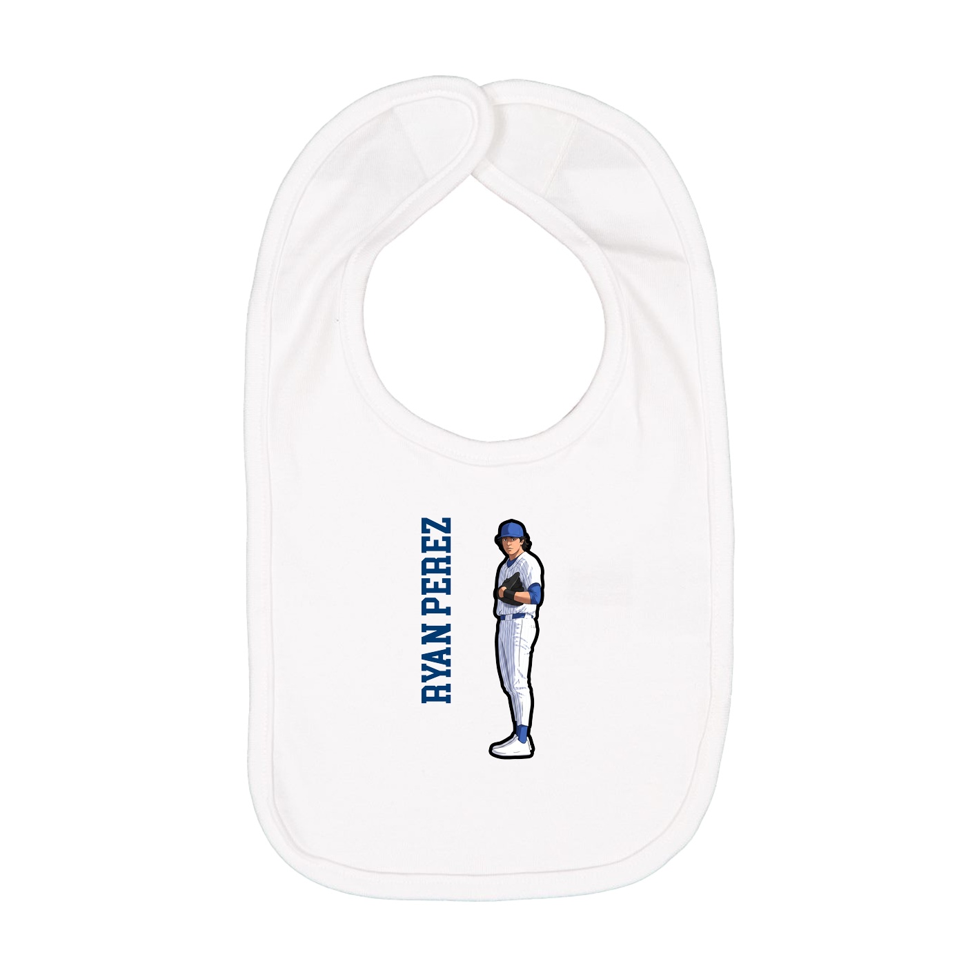 Infant Bib — Name Vertical in White