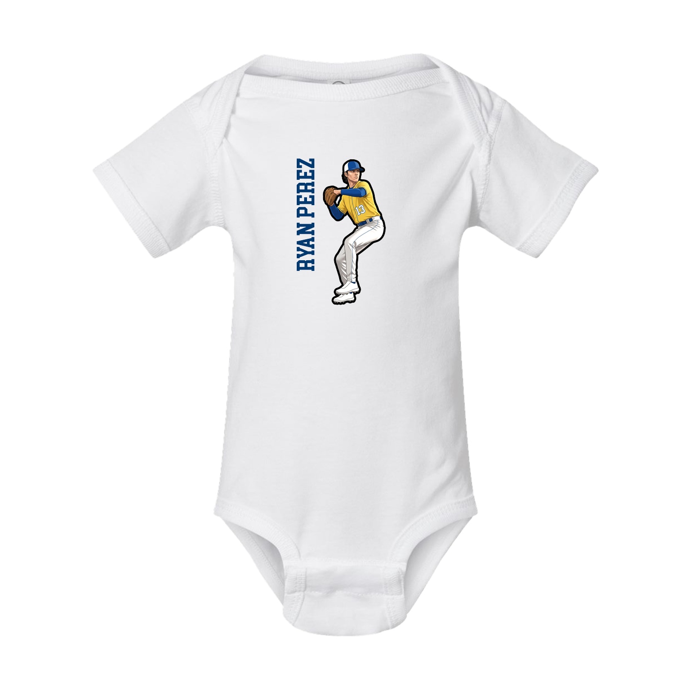 Baby Onesie — Name Vertical in White