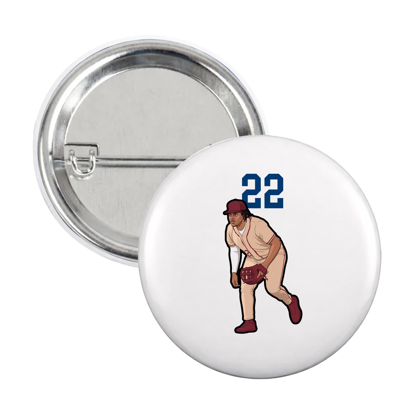 Game Day Button — Number Top in White
