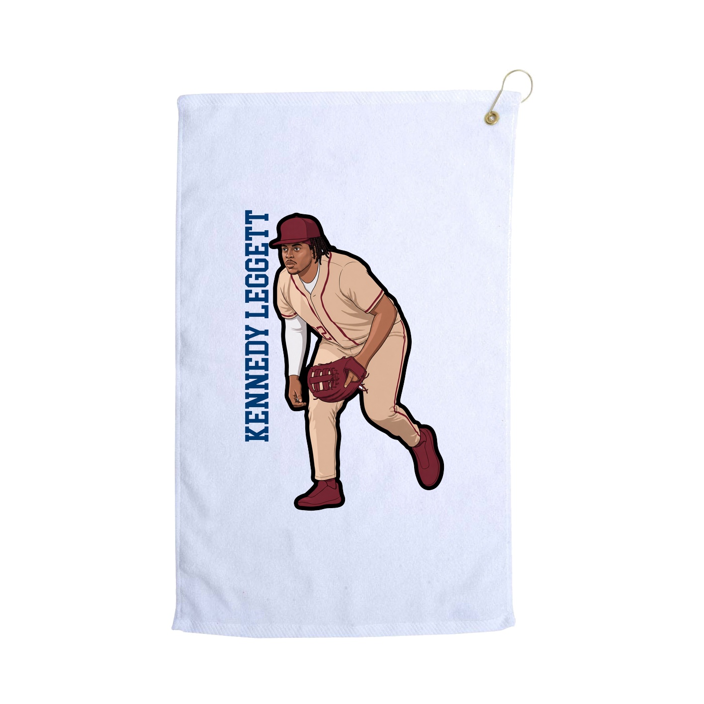 Golf Towel — Name Vertical in White