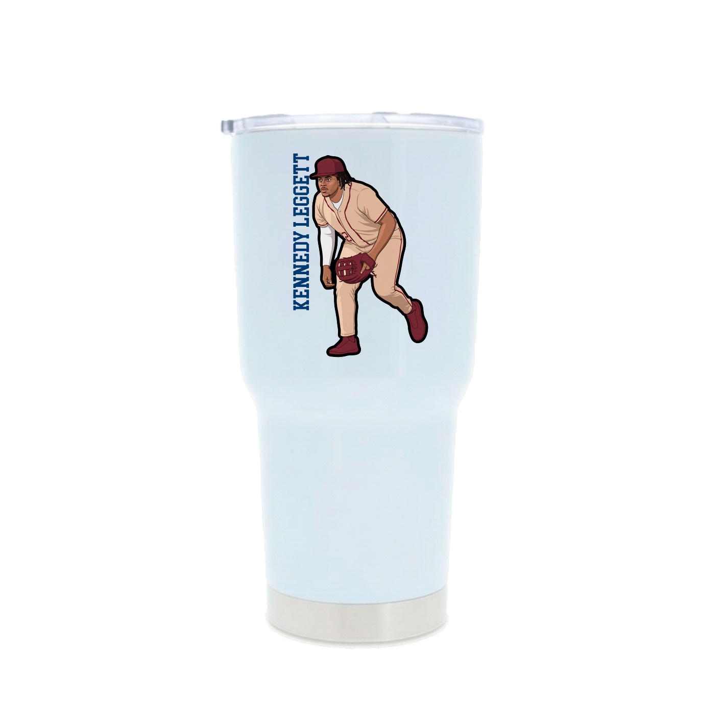 30oz Stainless Steel Tumbler — Name Vertical in White