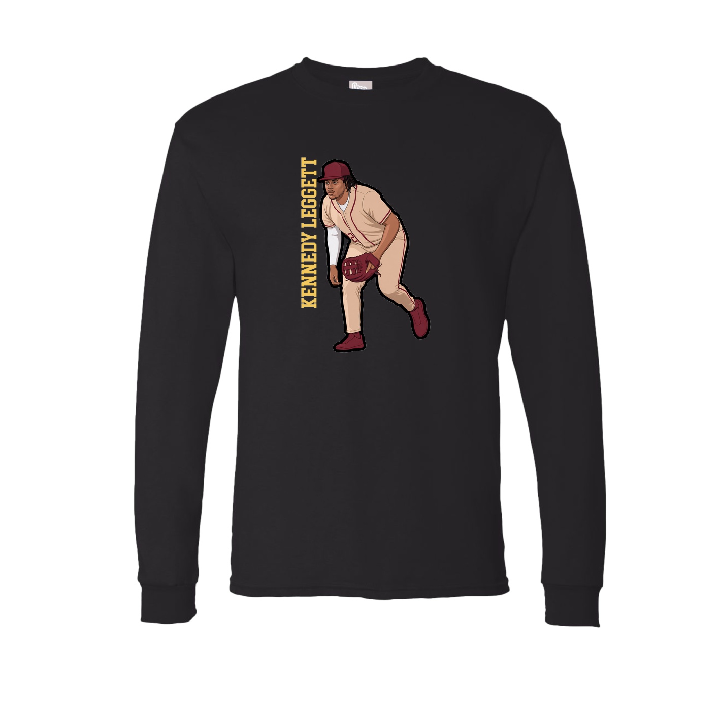 Long Sleeve Tee — Name Vertical in Black