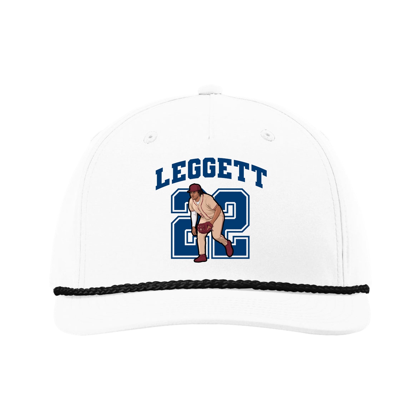 Five-Panel Classic Rope Cap — Number in White