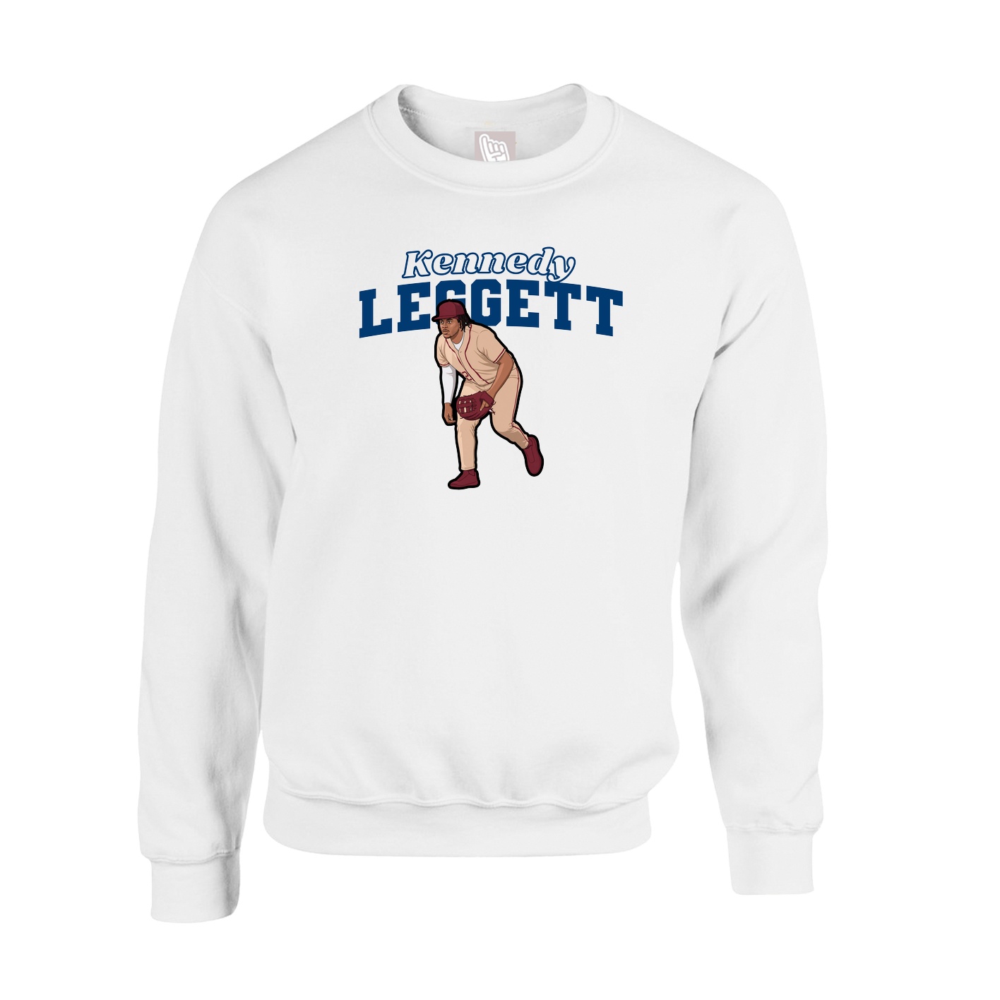 Fleece Crew — Name Arch in White