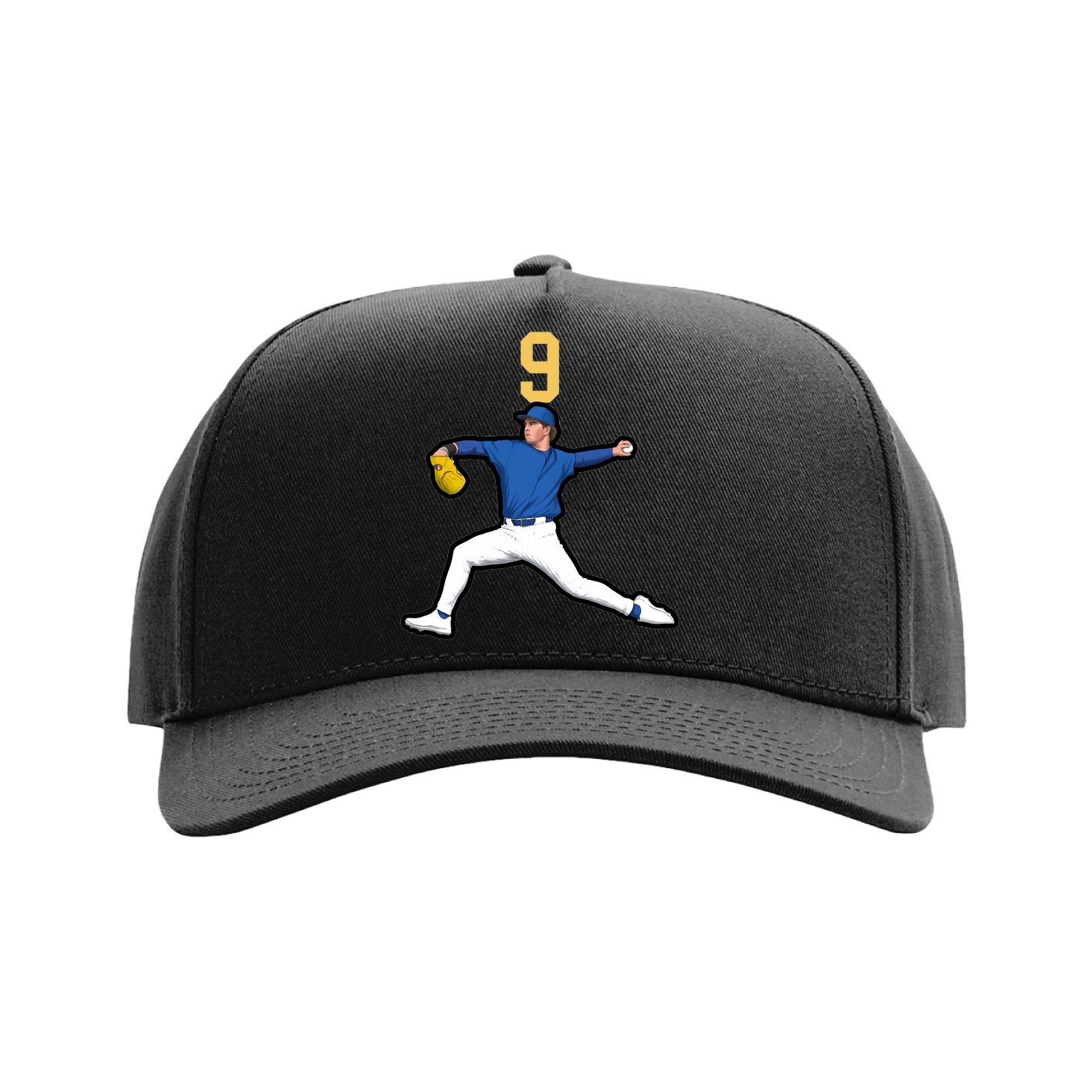 Full Fabric Five-Panel Champ Cap — Number Top in Black