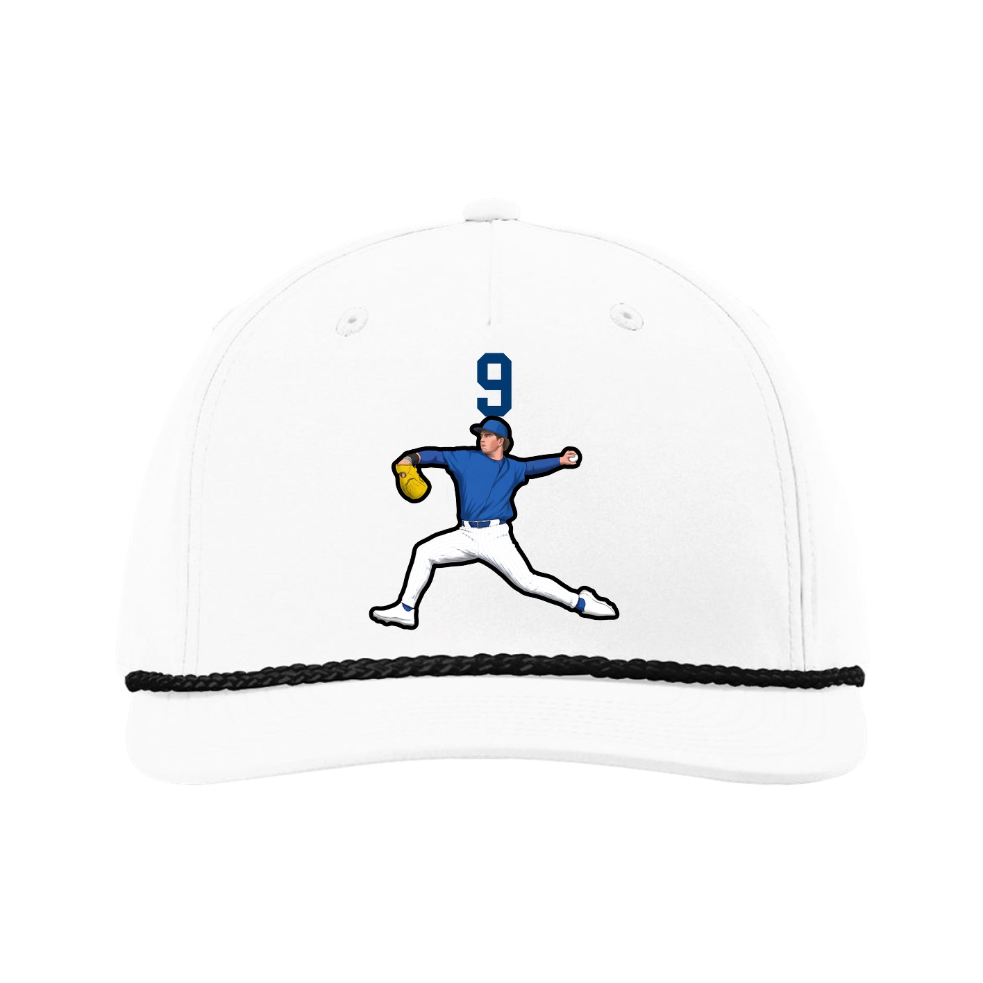 Five-Panel Classic Rope Cap — Number Top in White