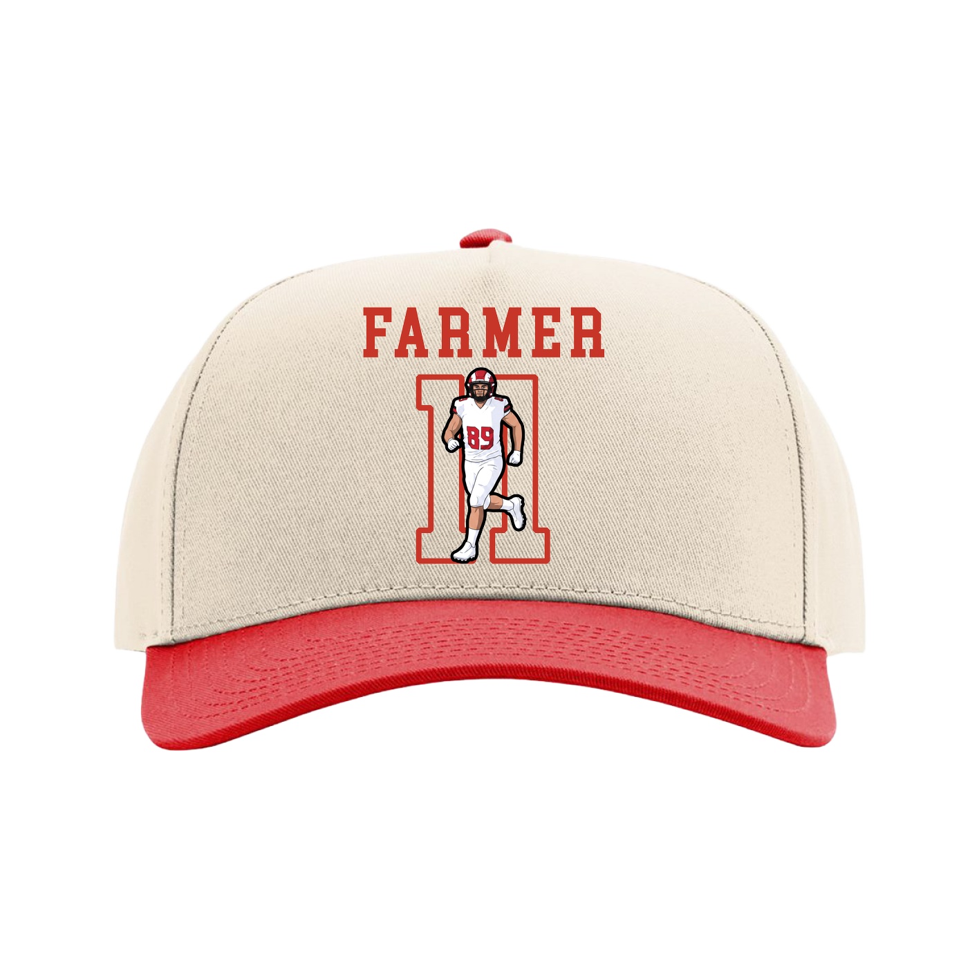 Full Fabric Five-Panel Champ Cap — Shirsey in Cream/Red