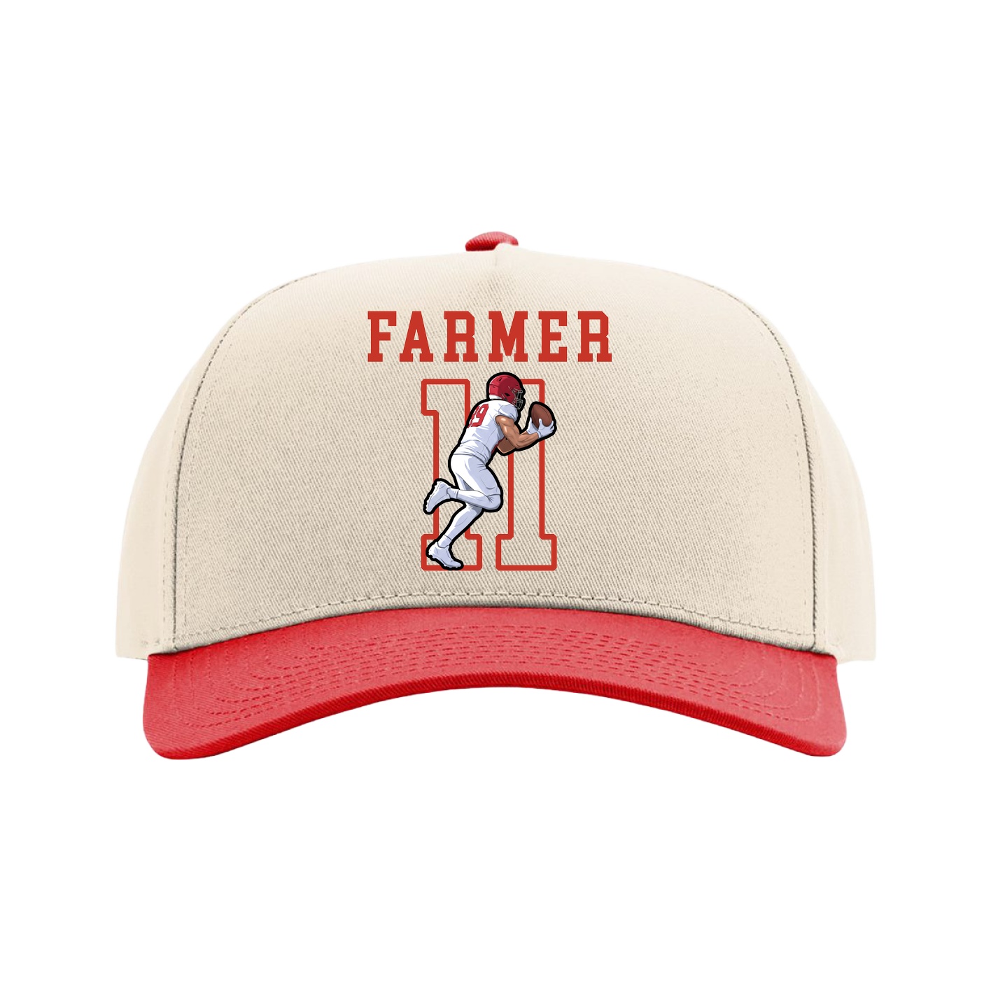Full Fabric Five-Panel Champ Cap — Shirsey in Cream/Red