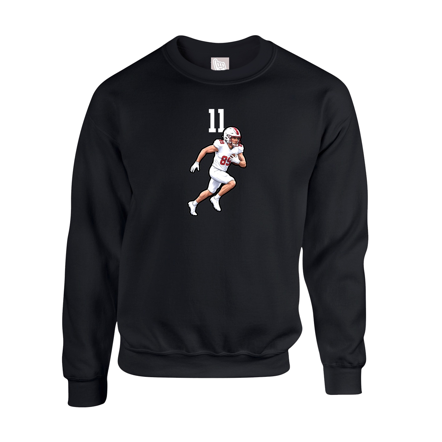 Fleece Crew — Number Top in Black
