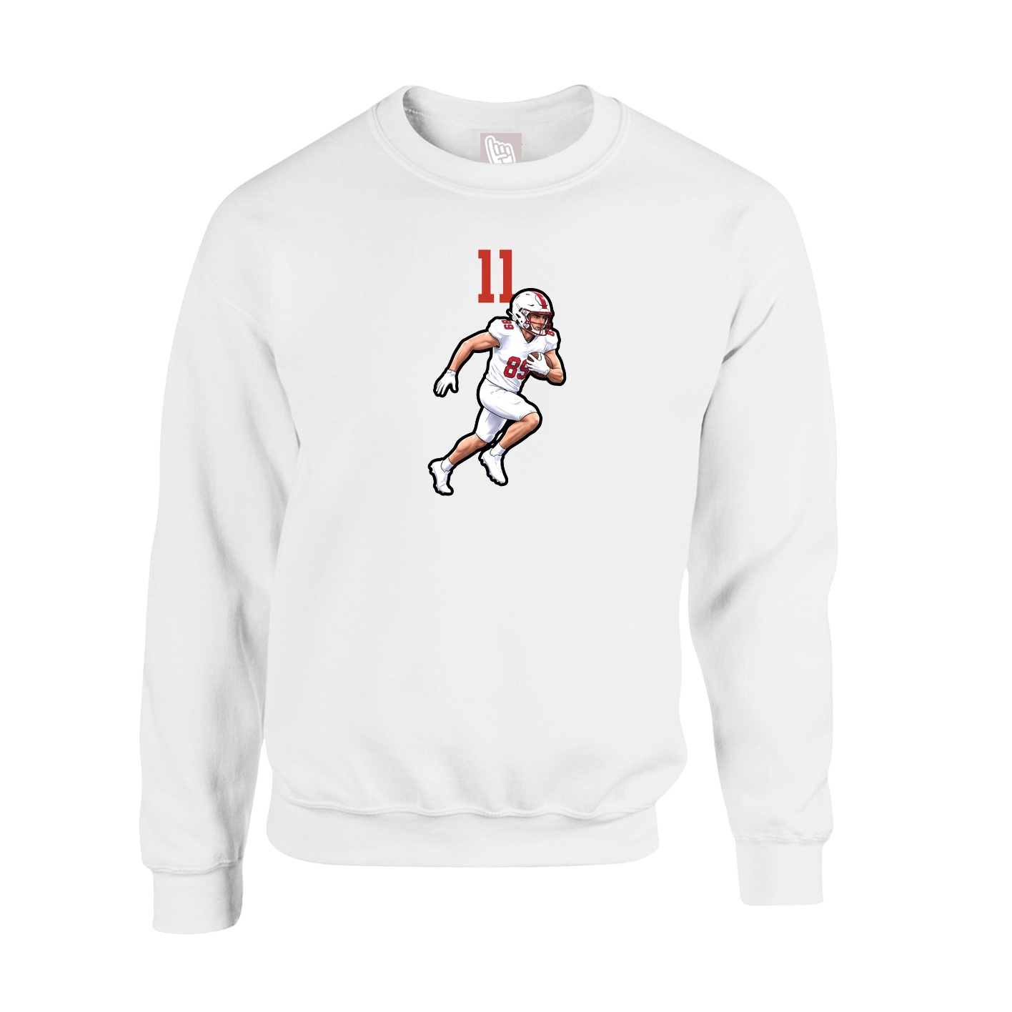 Fleece Crew — Number Top in White