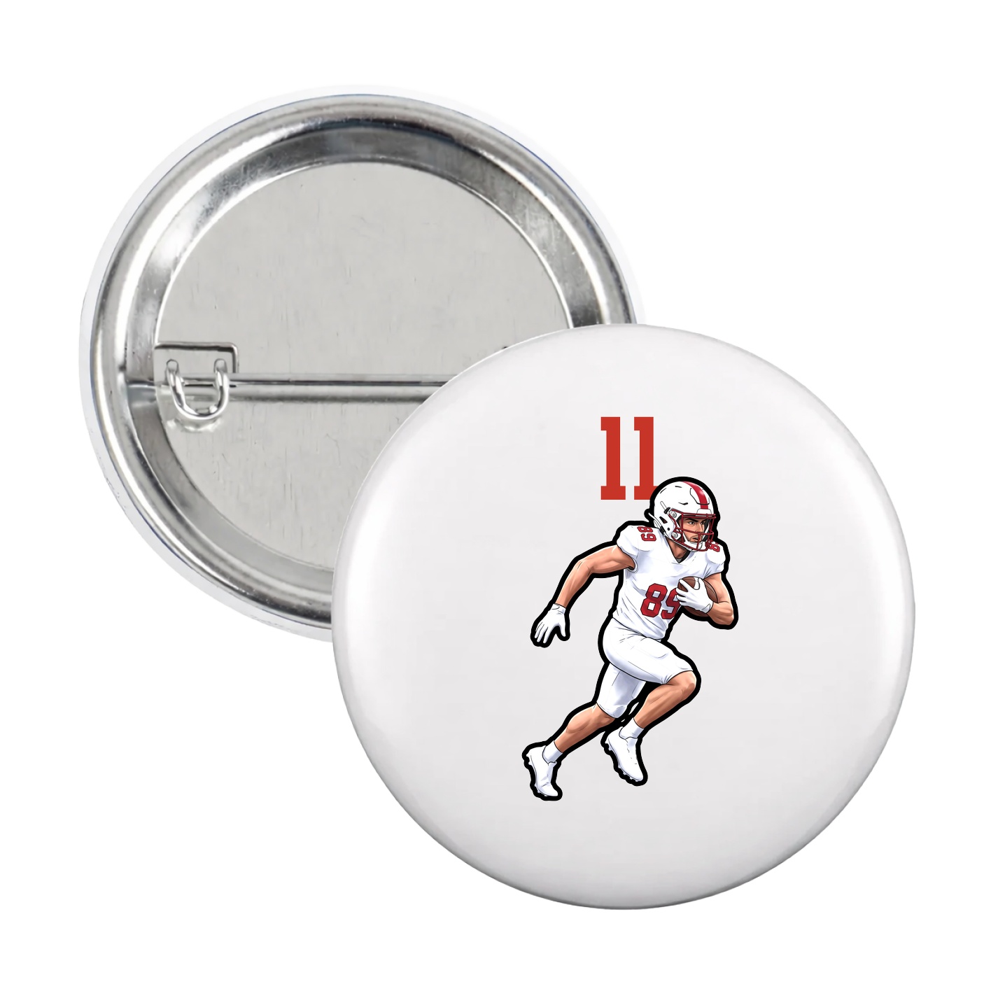 Game Day Button — Number Top in White