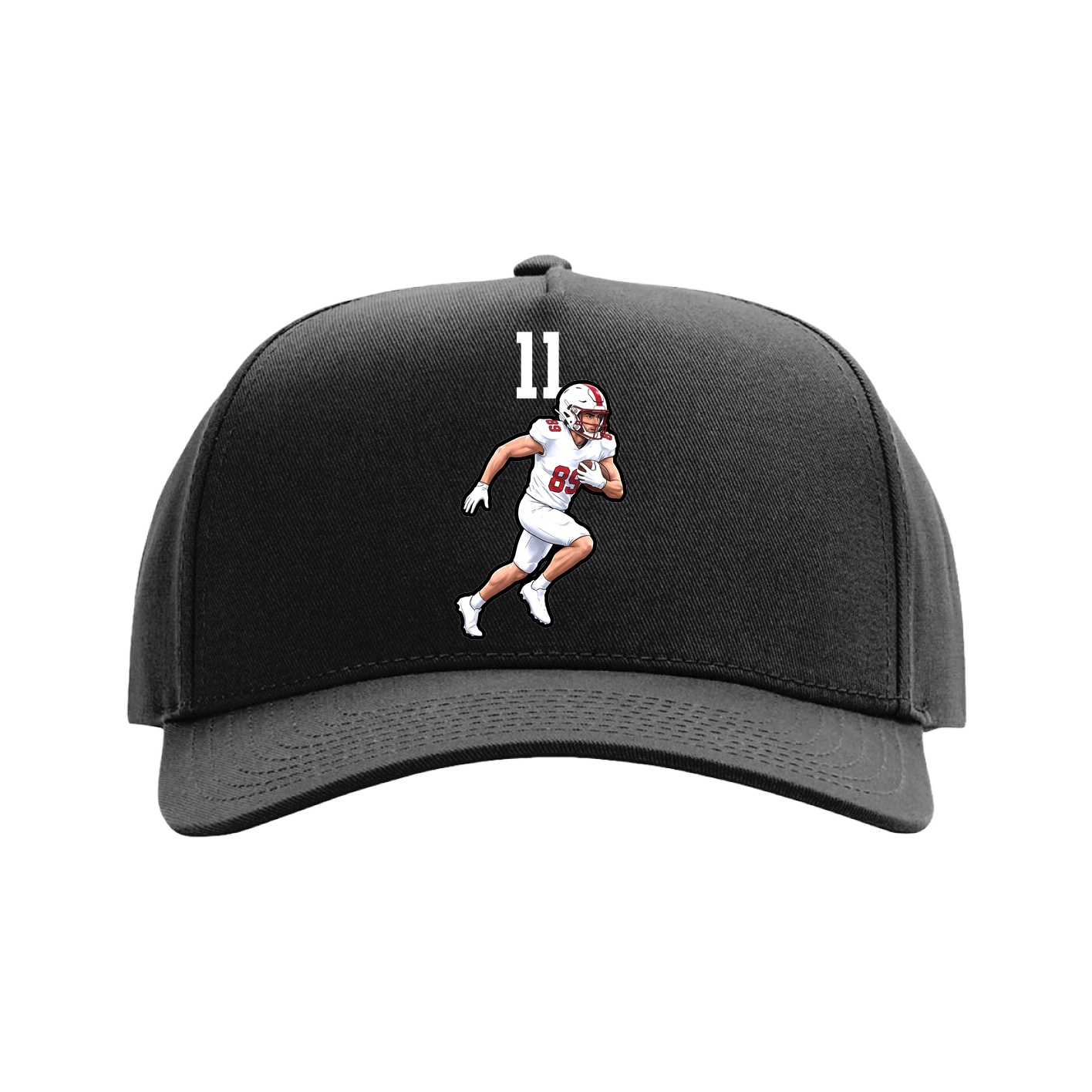 Full Fabric Five-Panel Champ Cap — Number Top in Black