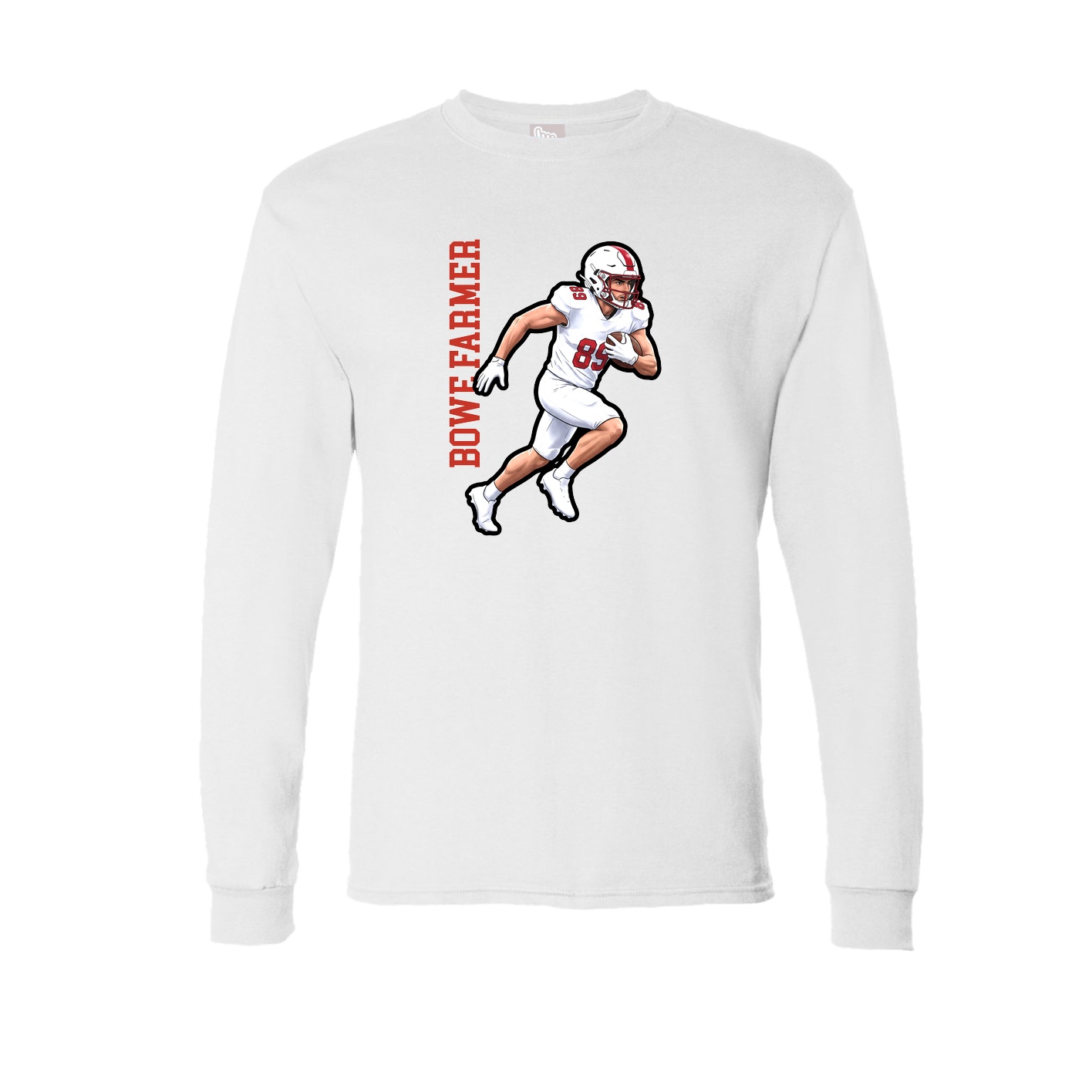 Long Sleeve Tee — Name Vertical in White