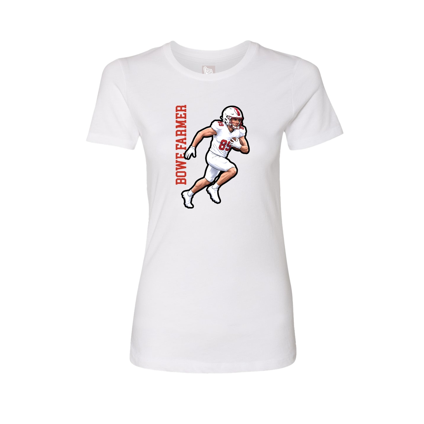 Womens Tee — Name Vertical in White
