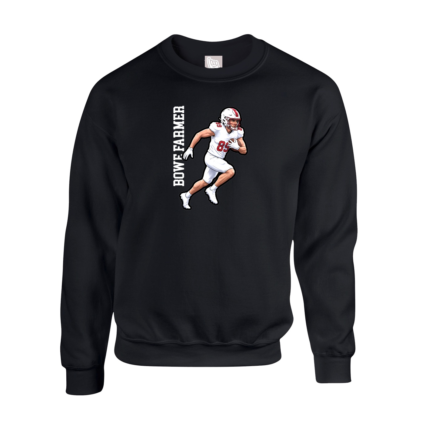 Fleece Crew — Name Vertical in Black