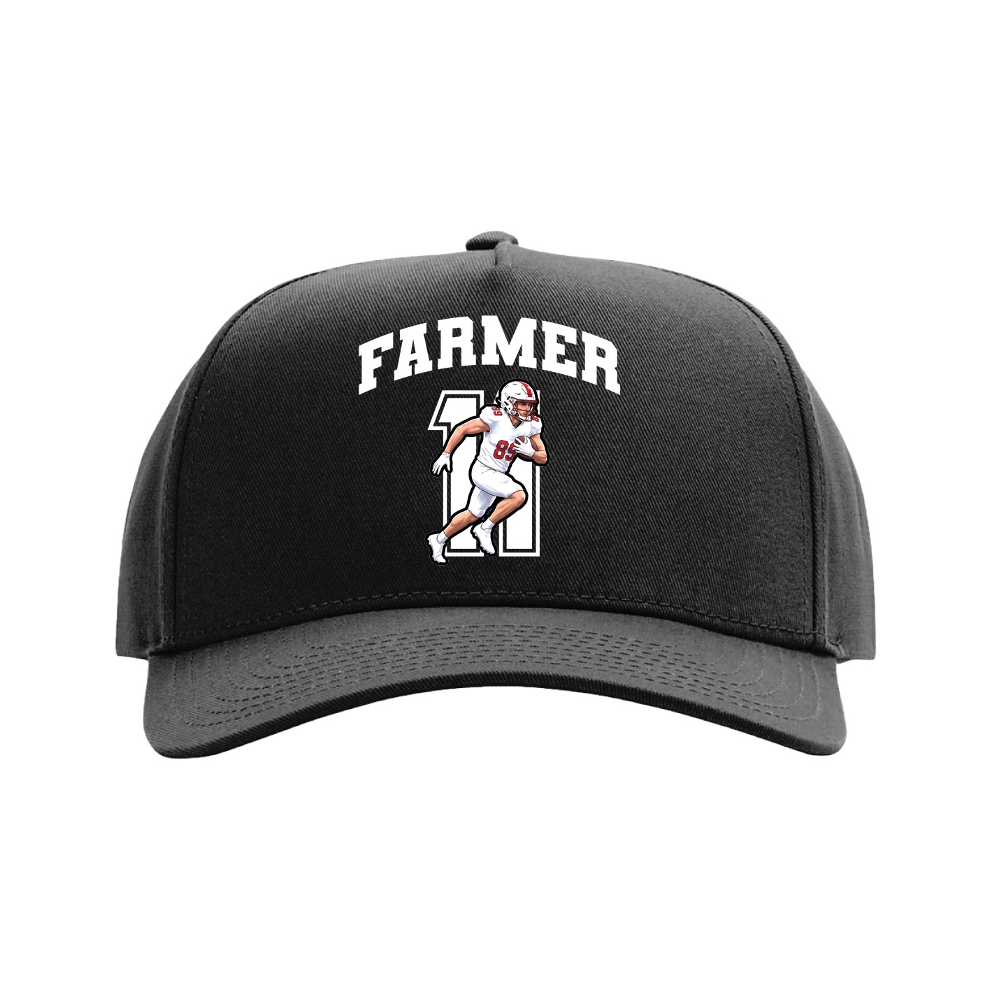 Full Fabric Five-Panel Champ Cap — Number in Black