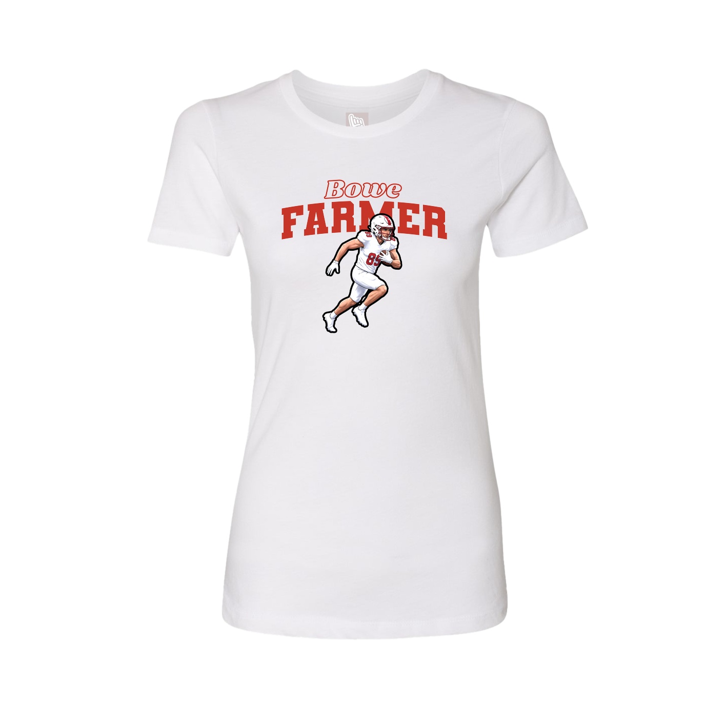 Womens Tee — Name Arch in White