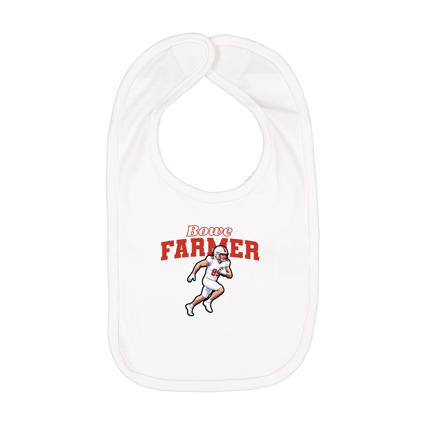 Infant Bib — Name Arch in White