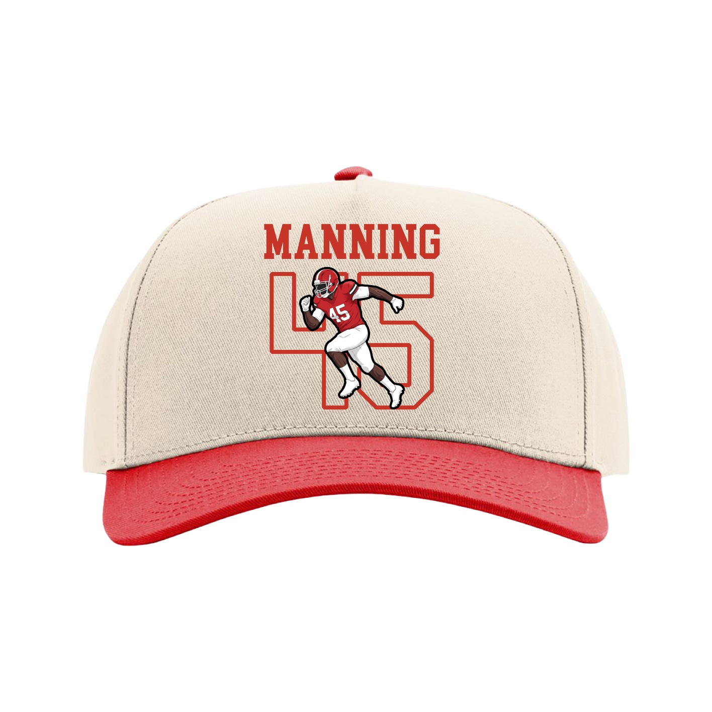 Full Fabric Five-Panel Champ Cap — Shirsey in Cream/Red