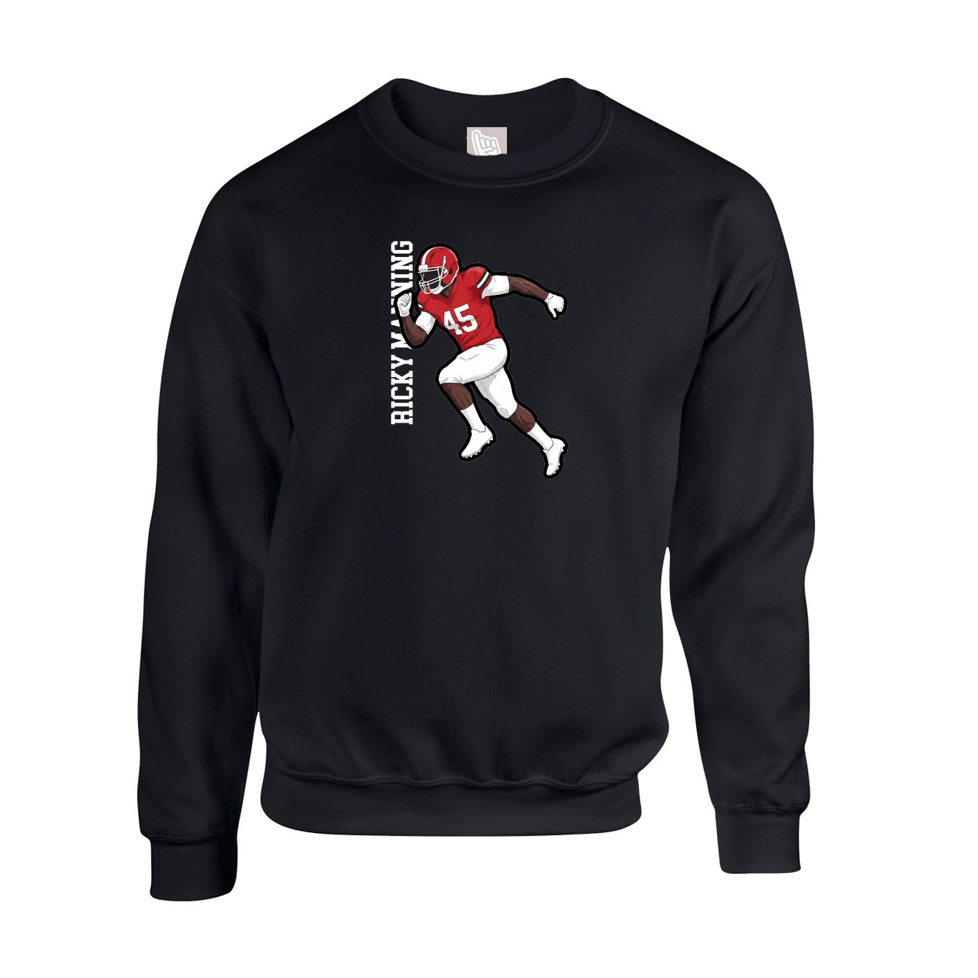 Fleece Crew — Name Vertical in Black