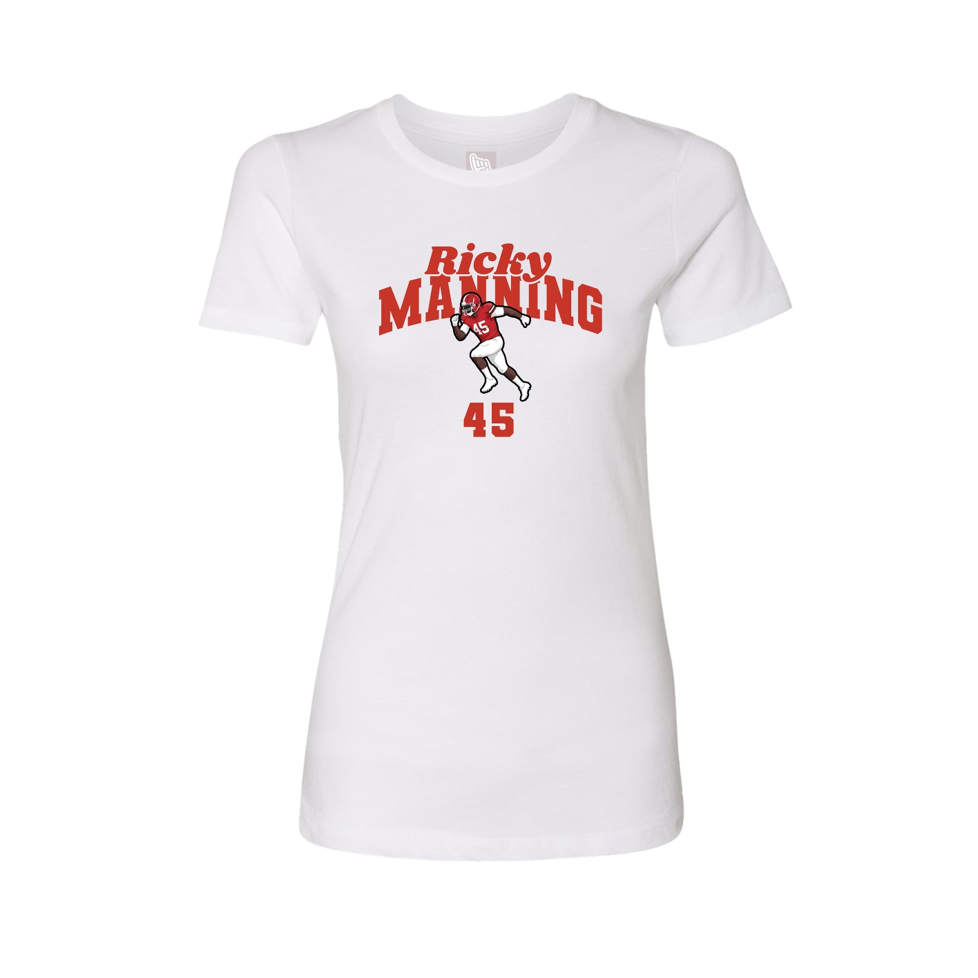 Fitted Women's Tee — Signature Arch in White