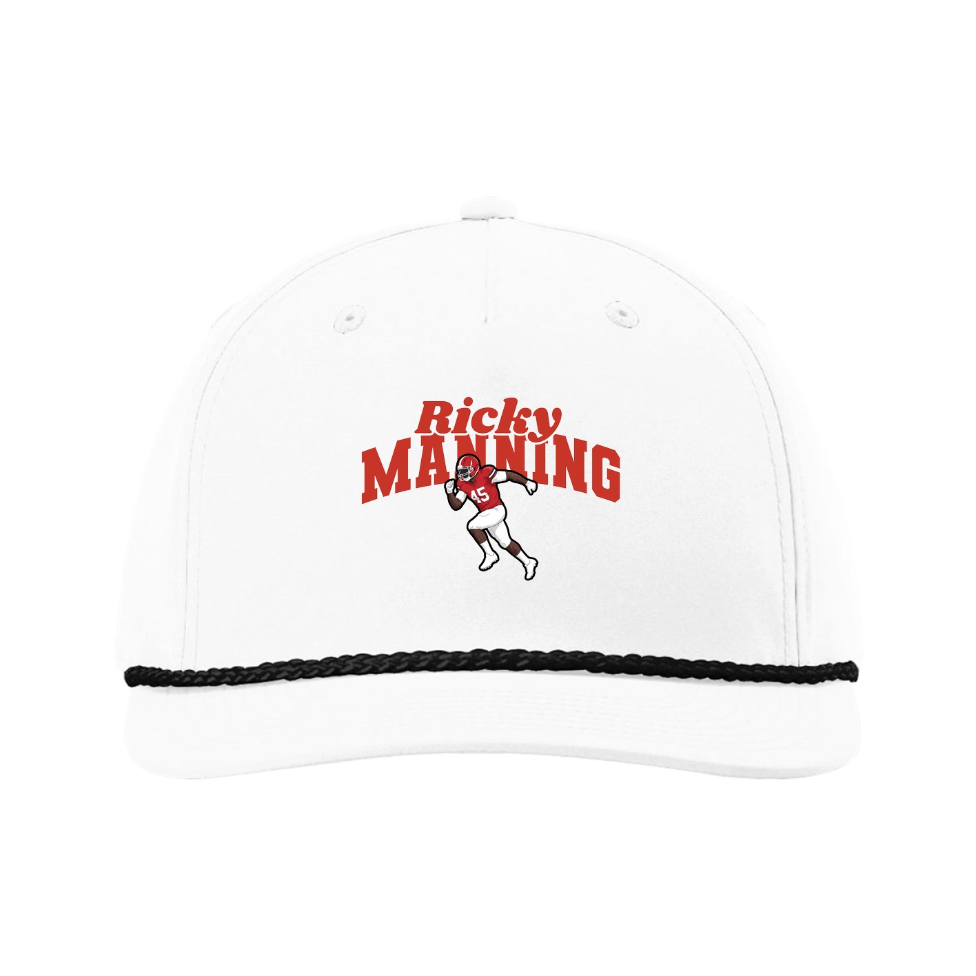 Five-Panel Classic Rope Cap — Signature Arch in White