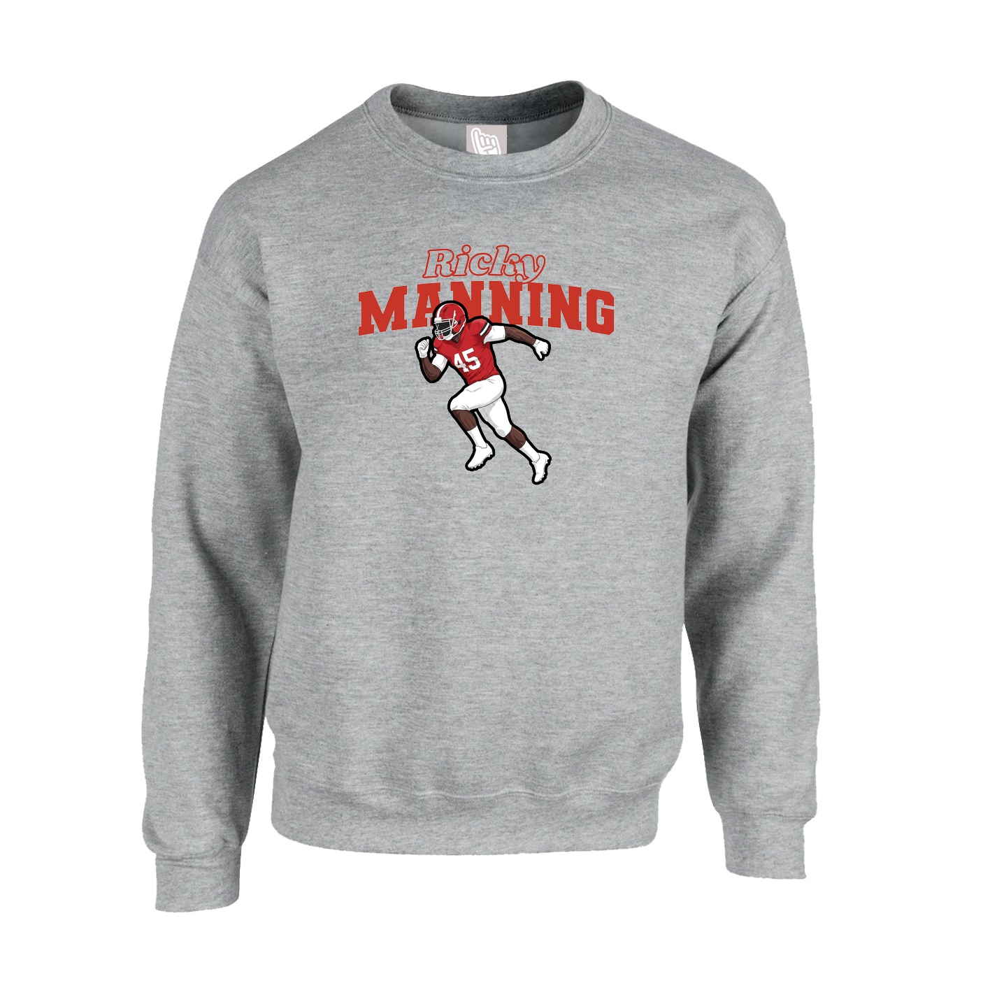 Fleece Crew — Name Arch in Grey