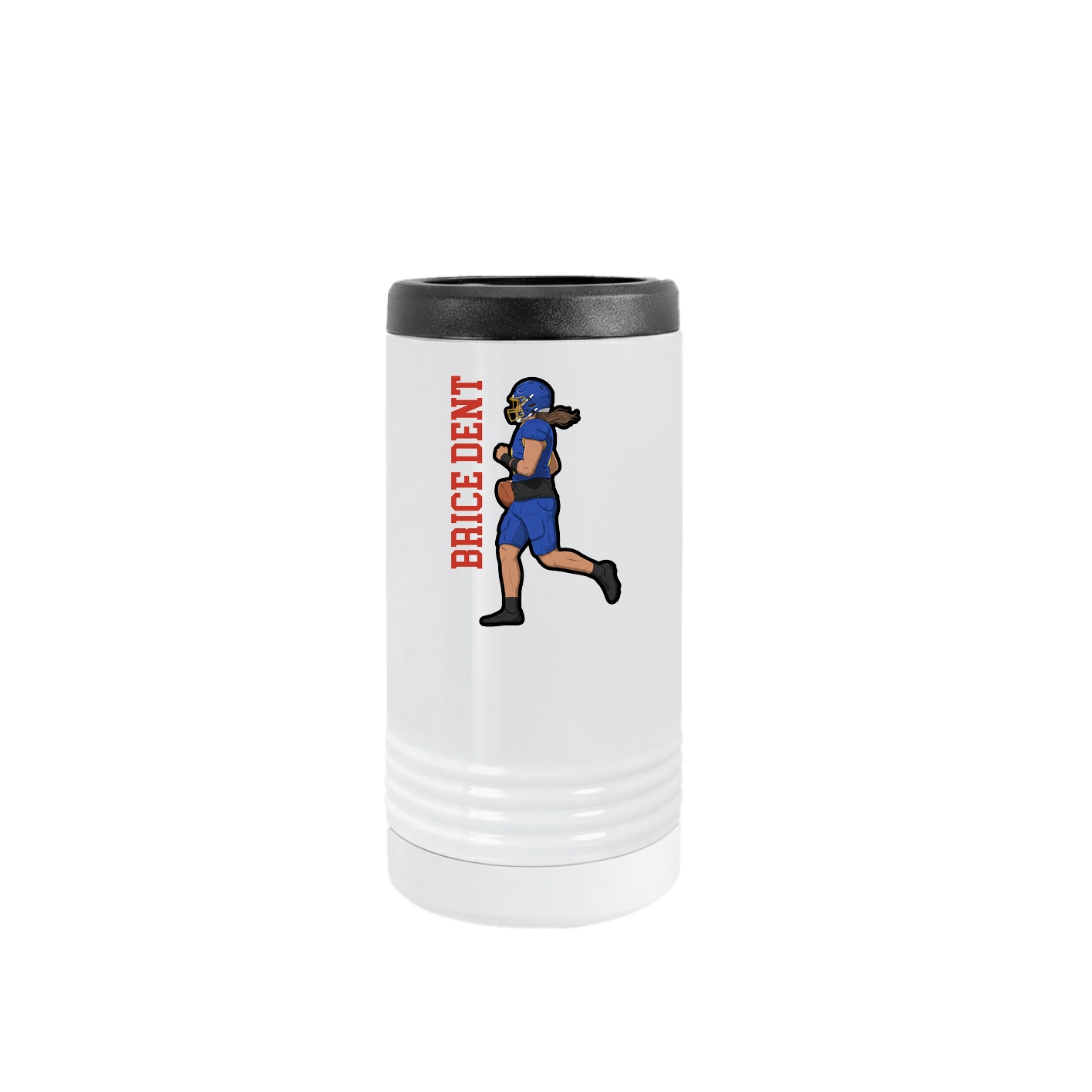 Slim Beverage Holder — Name Vertical in White