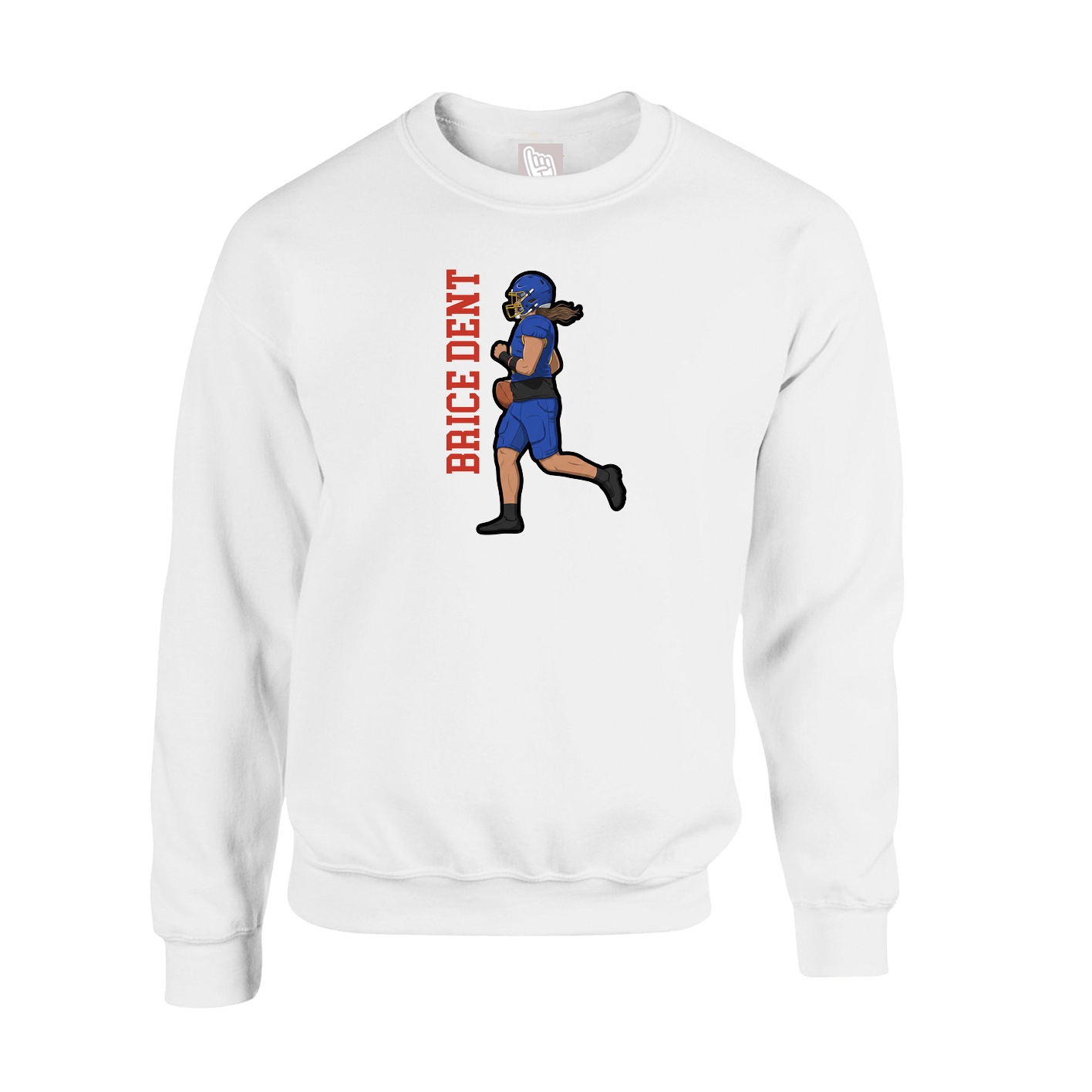 Fleece Crew — Name Vertical in White