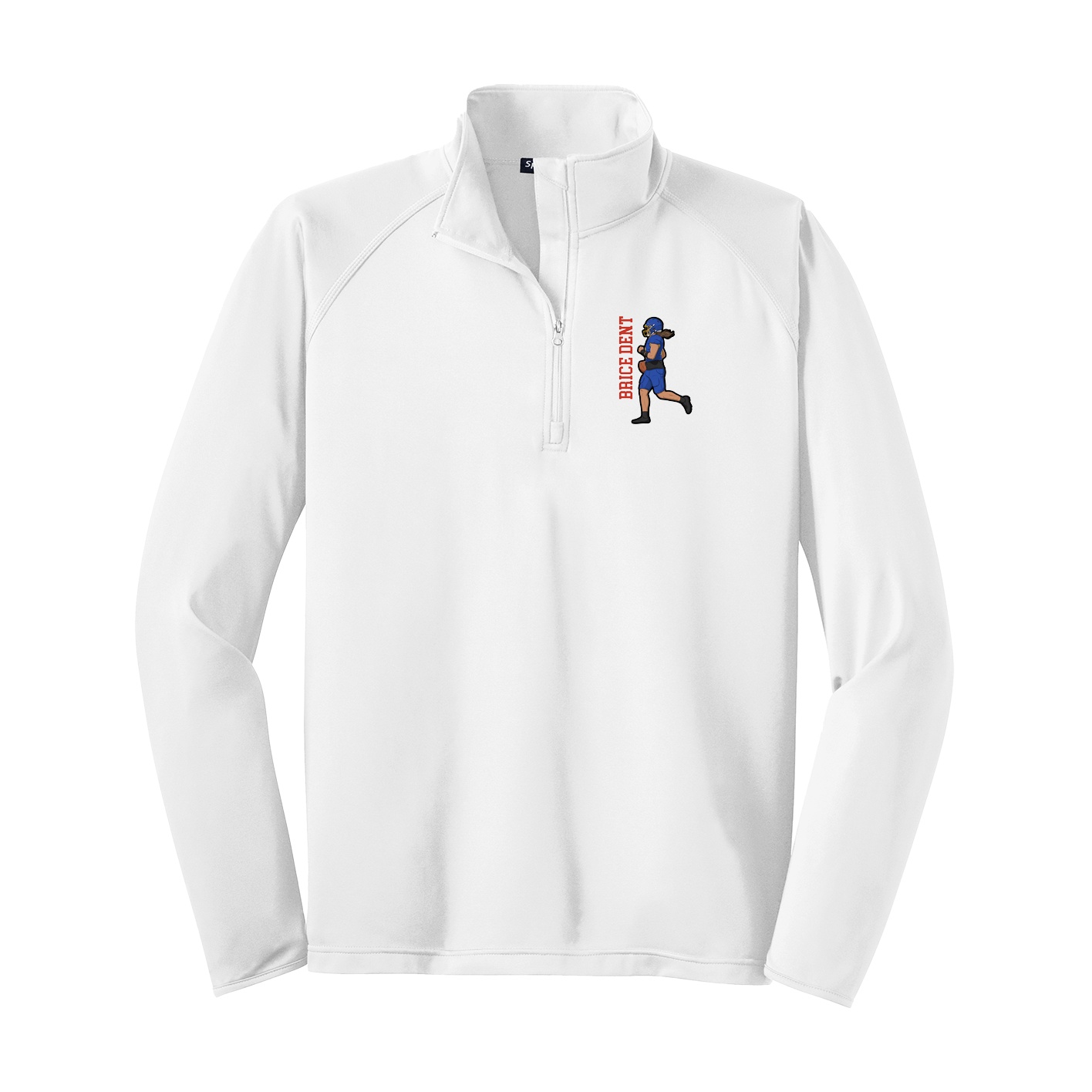 Q-Zip Pullover — Name Vertical in White