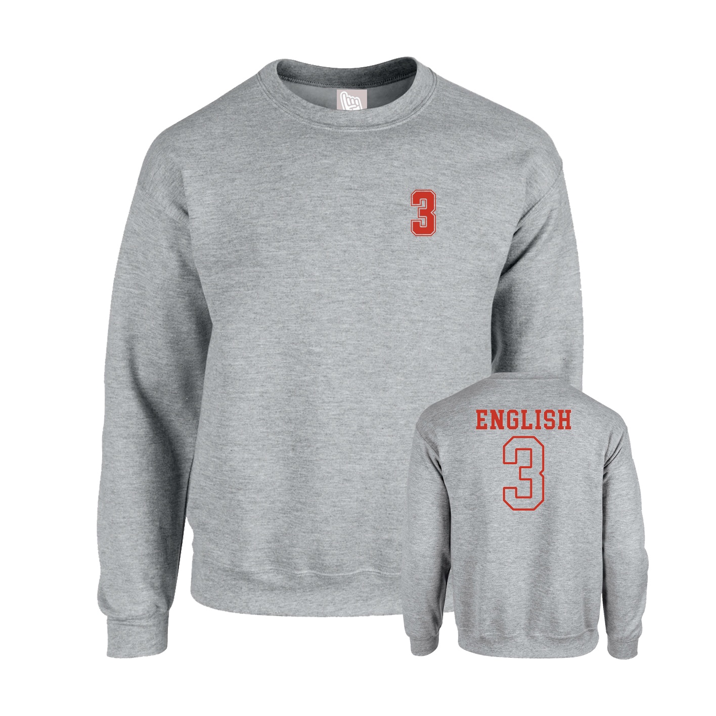 Fleece Crew — Chest Back in Grey