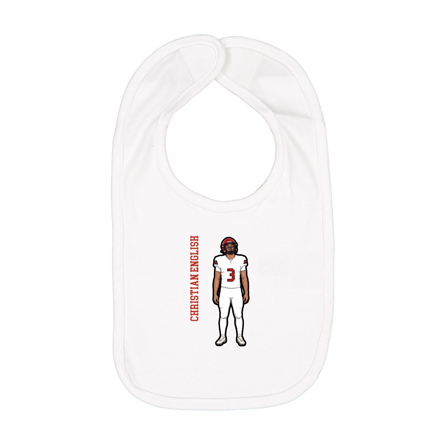 Infant Bib — Name Vertical in White