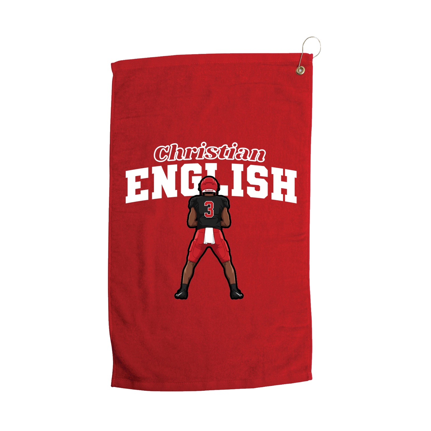 Golf Towel — Name Arch in Red