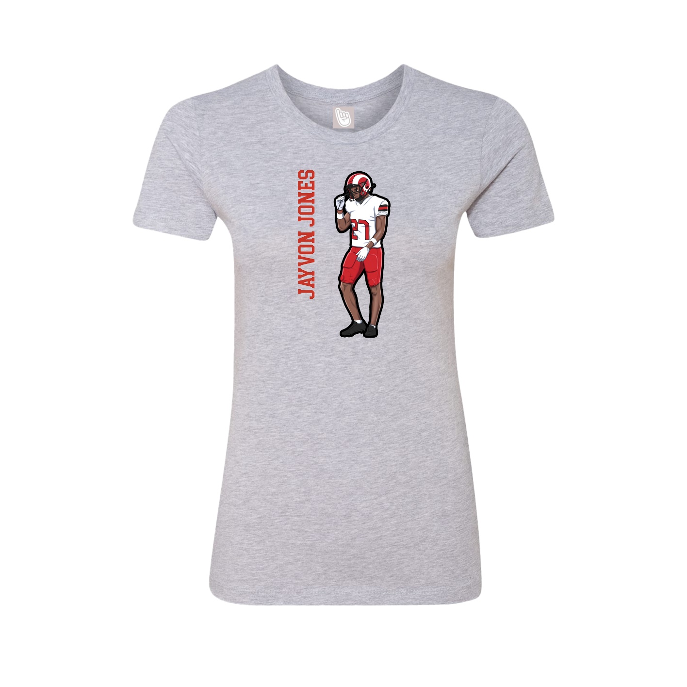 Fitted Women's Tee — Name Vertical in Grey