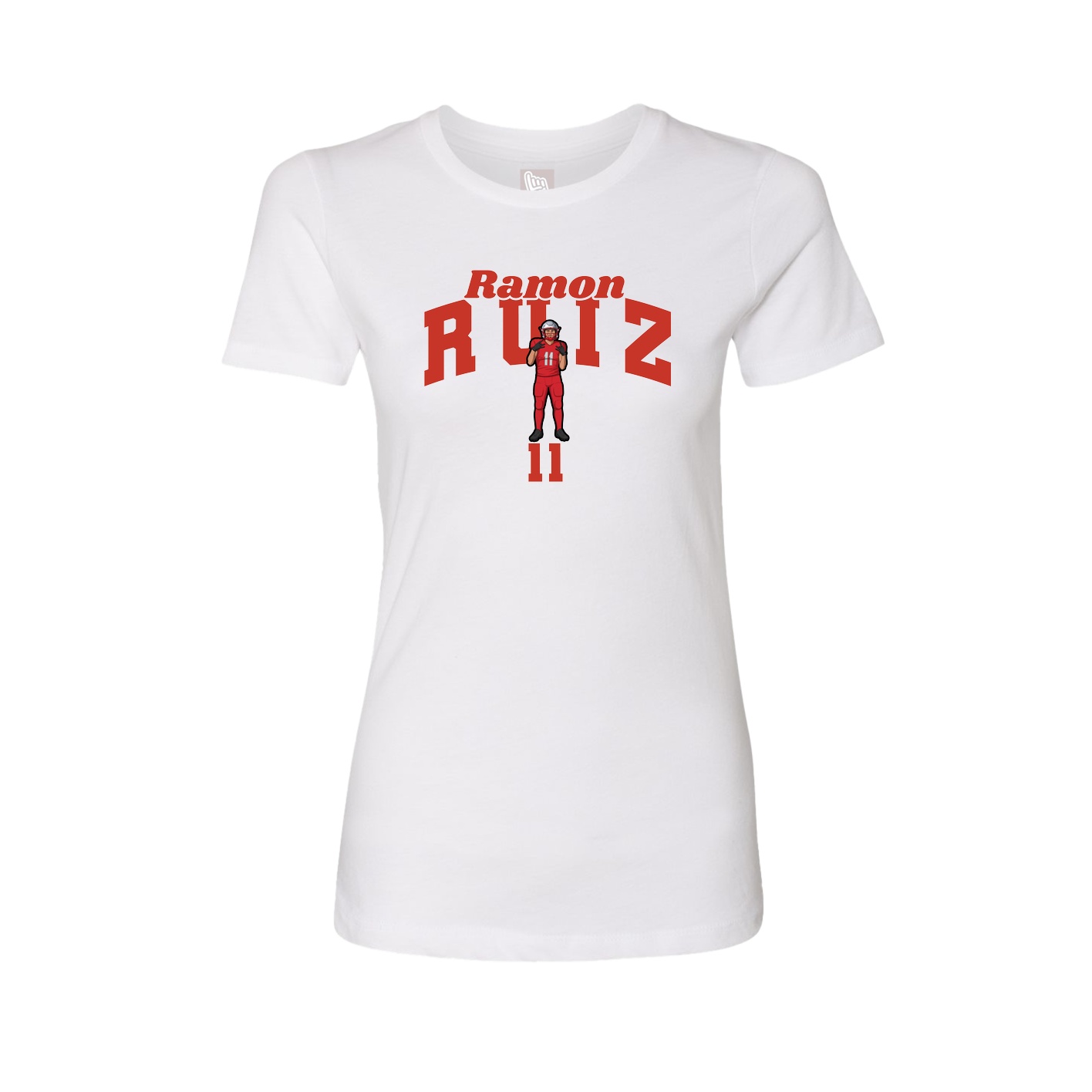 Fitted Women's Tee — Signature Arch in White