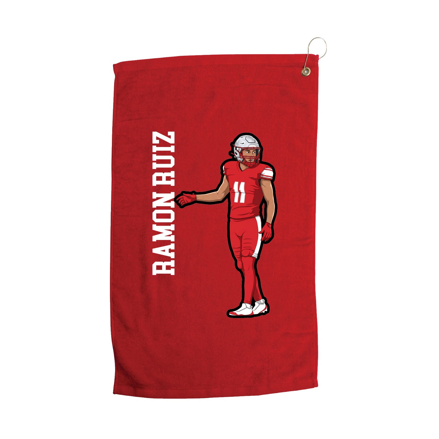 Golf Towel — Name Vertical in Red