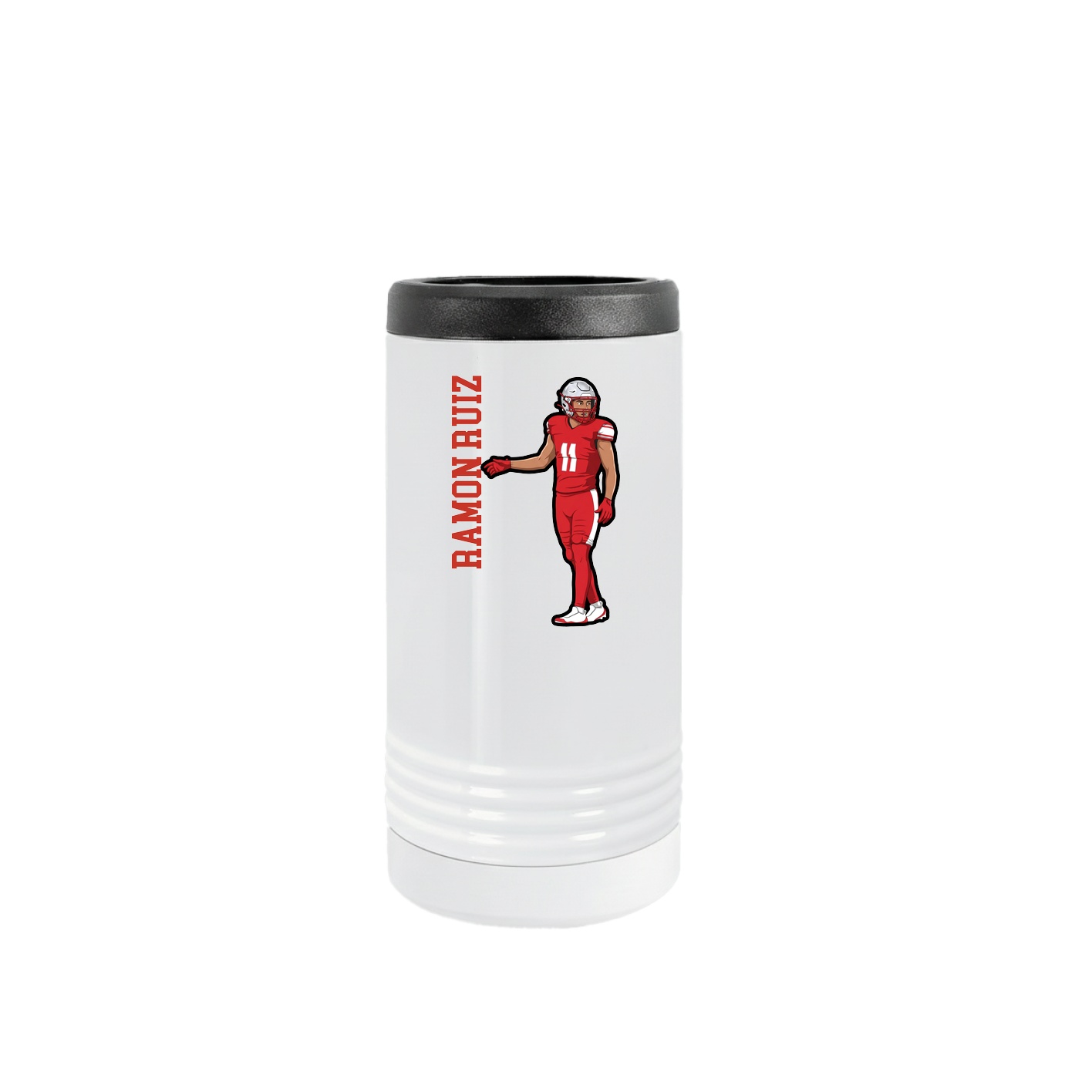 Slim Beverage Holder — Name Vertical in White