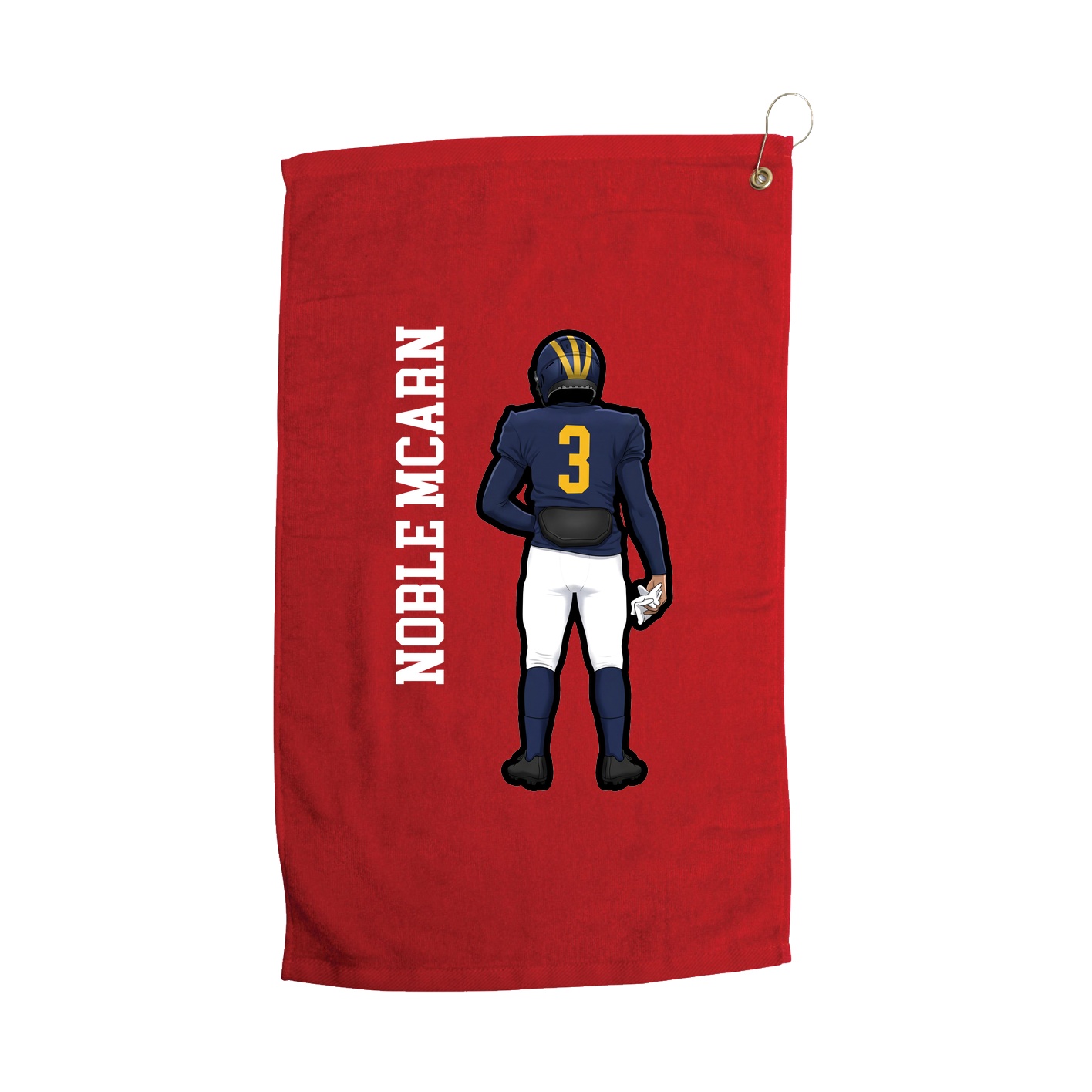 Golf Towel — Name Vertical in Red