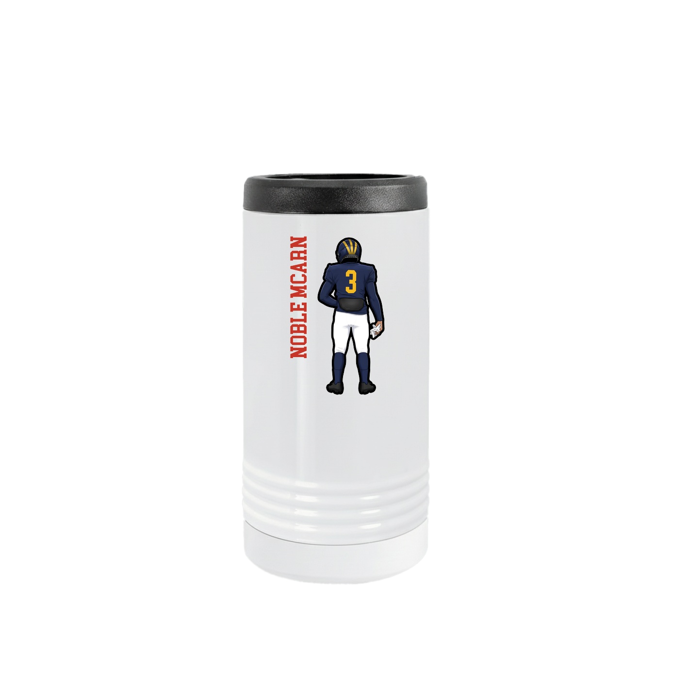 Slim Beverage Holder — Name Vertical in White