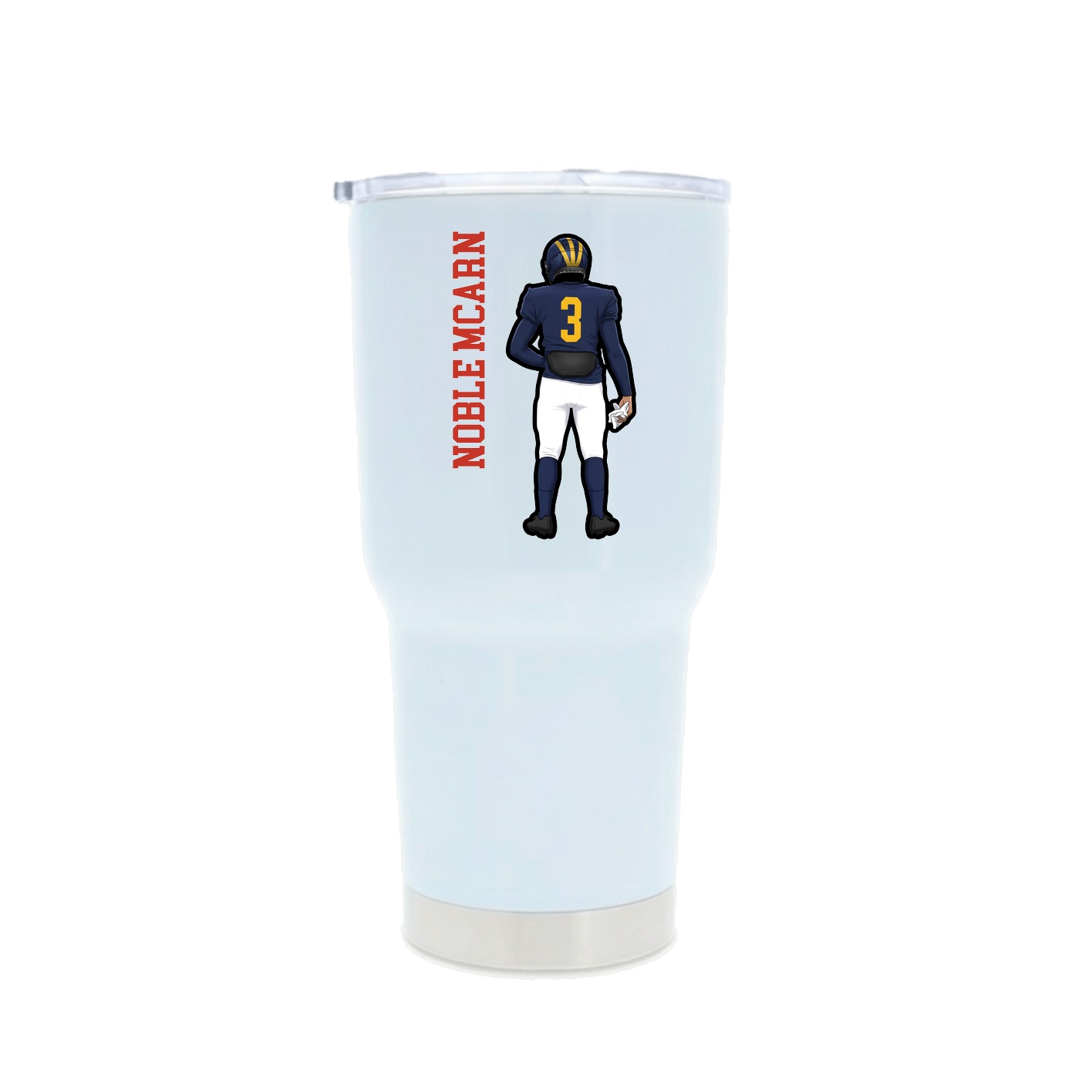 30oz Stainless Steel Tumbler — Name Vertical in White