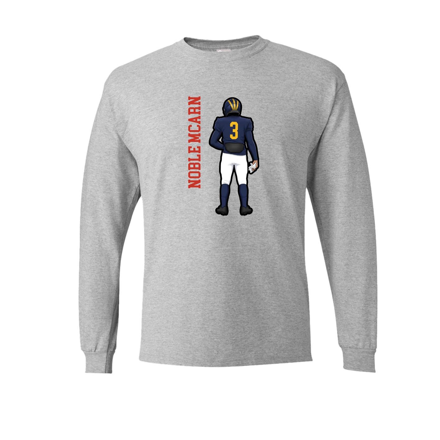 Long Sleeve Tee — Name Vertical in Grey