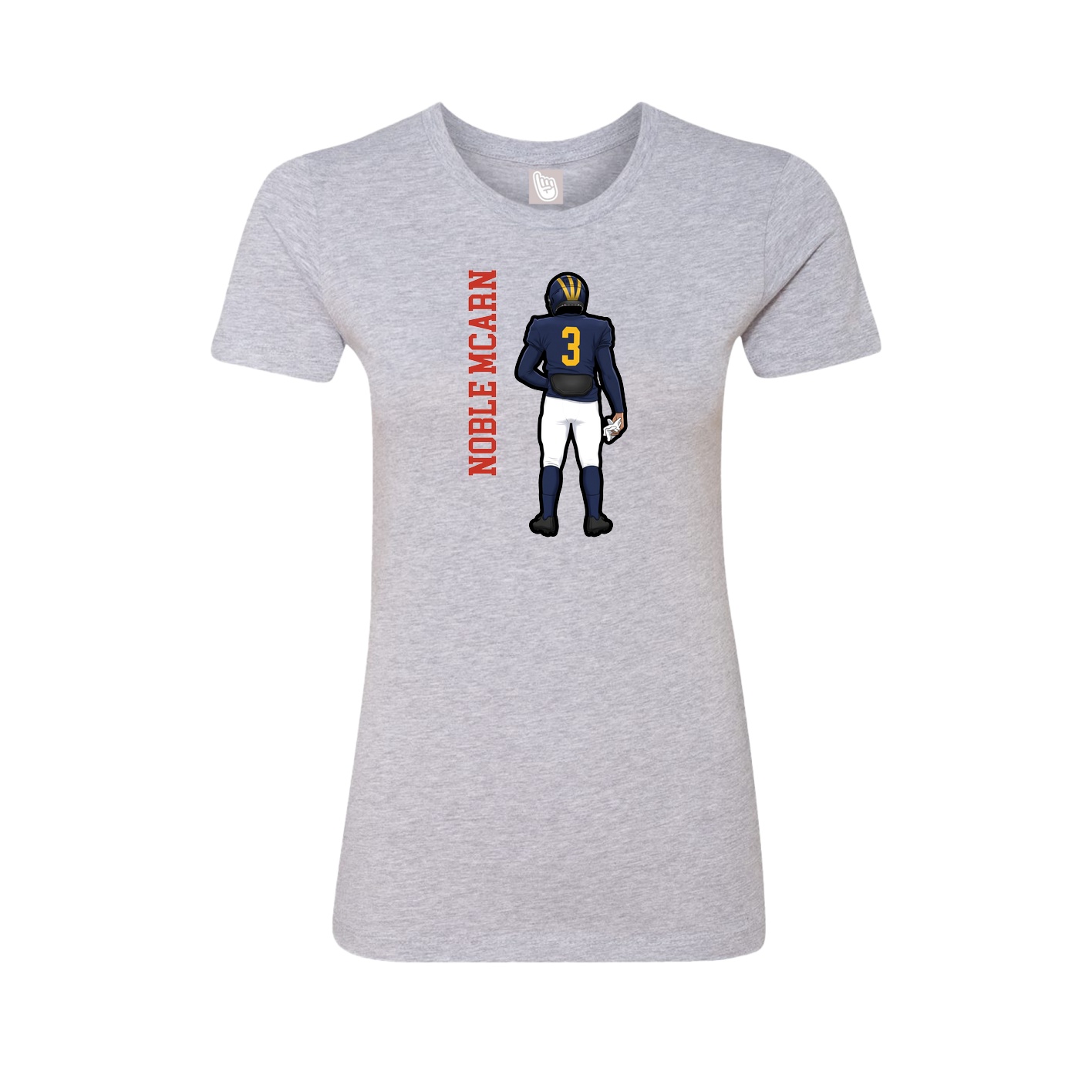 Fitted Women's Tee — Name Vertical in Grey