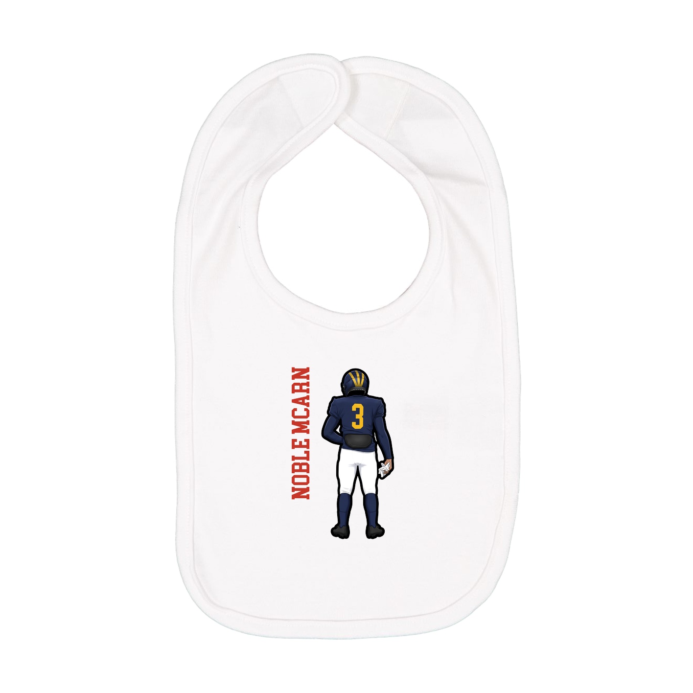 Infant Bib — Name Vertical in White