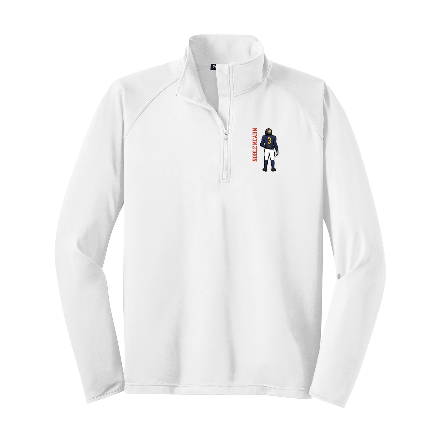 Q-Zip Pullover — Name Vertical in White