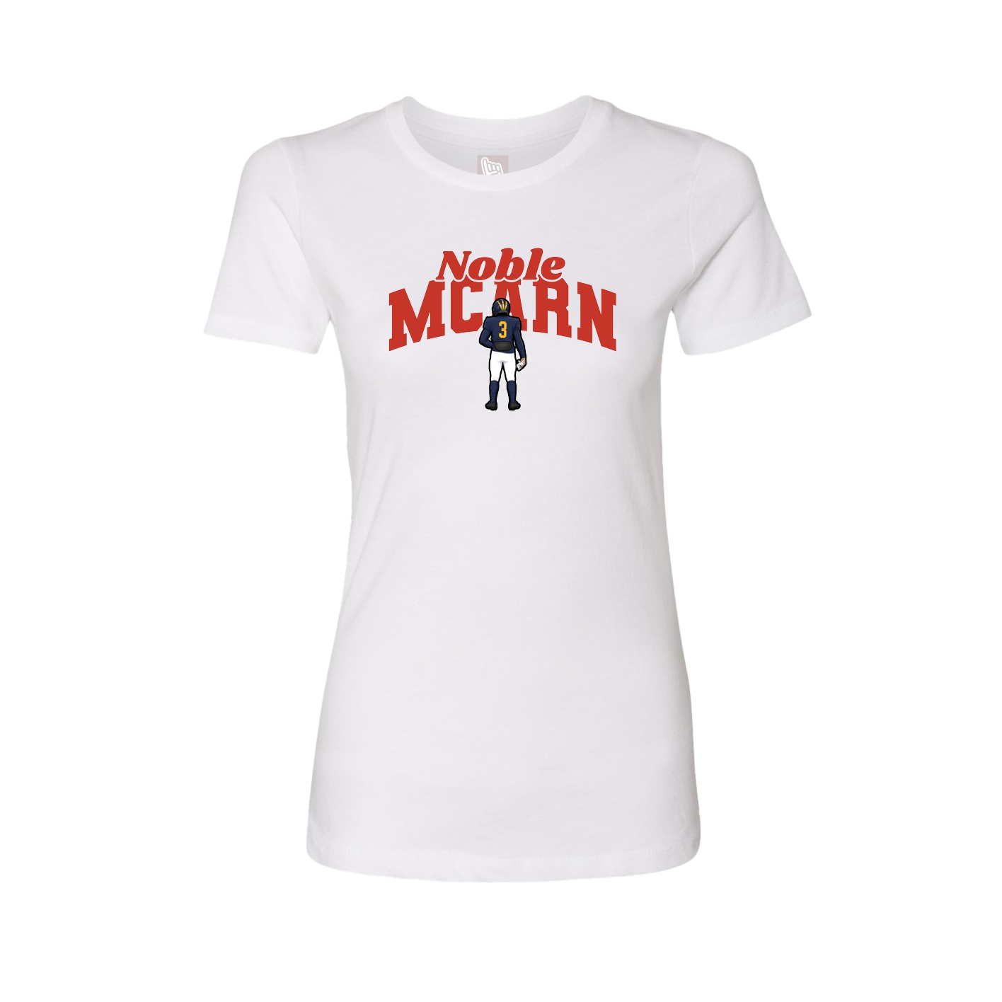 Fitted Women's Tee — Signature Arch in White