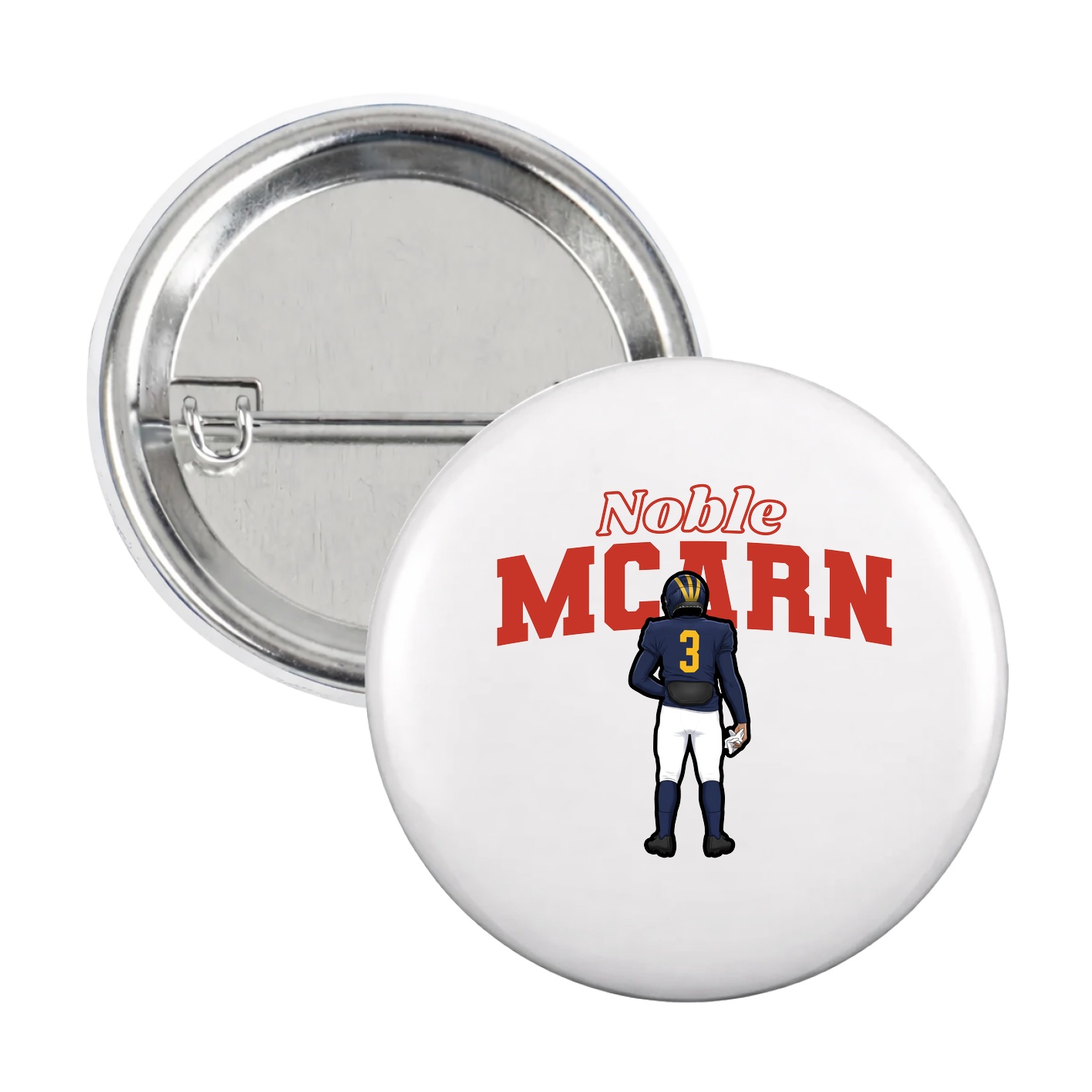 Game Day Button — Name Arch in White