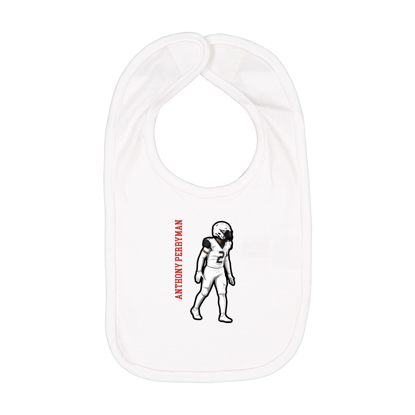Infant Bib — Name Vertical in White